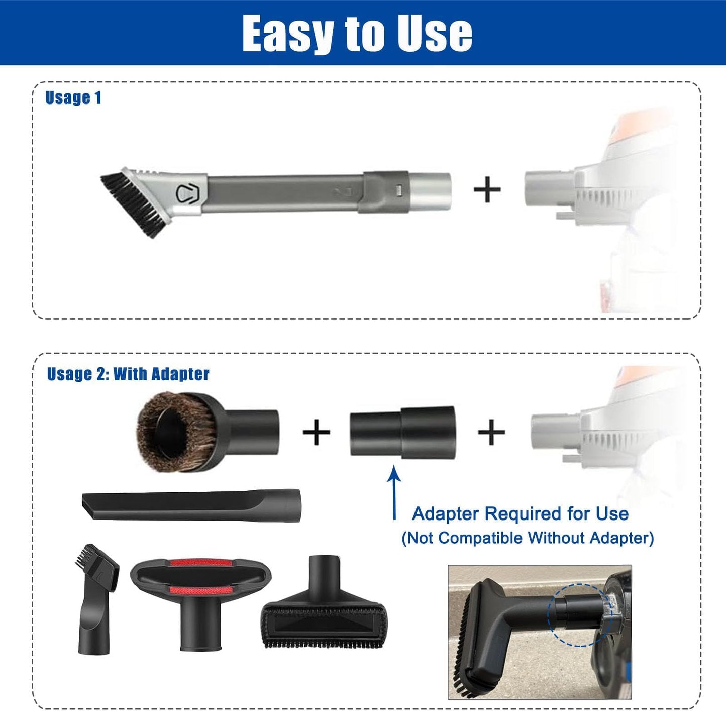 Alrens 7Pcs Vacuum Attachments for Shark Rotator NV752 NV751 NV650 NV680 NV800 and Rocket HV300 HV320 Vacuum Cleaner, 2 in 1 Crevice Tool & Vacuum Brush Attachment & Accessories