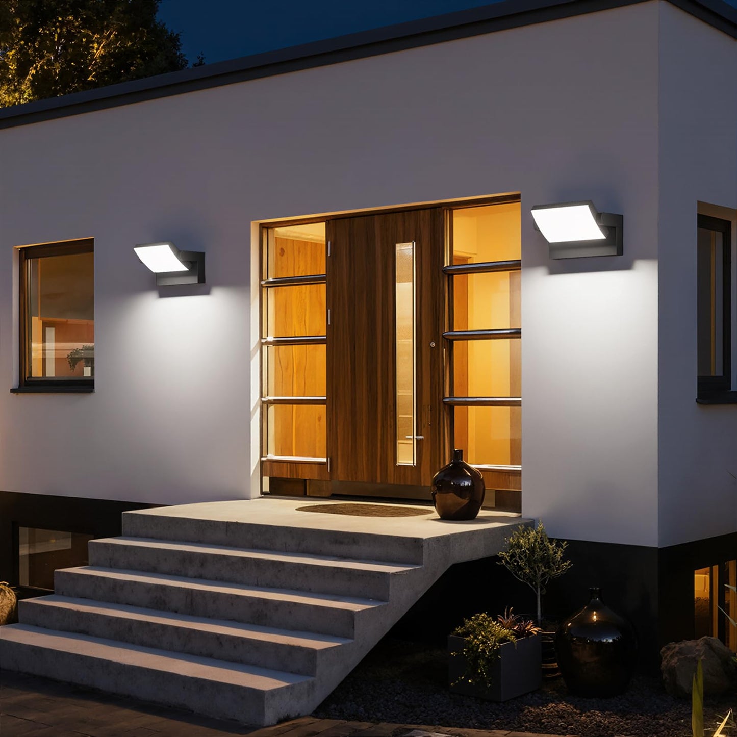 lundwa 40W LED Outdoor Wall Lights, 5500K Modern Exterior Light Fixtures, IP65 Waterproof Flood Lights, 360 ° Adjustable Head Black Porch Lighting for House
