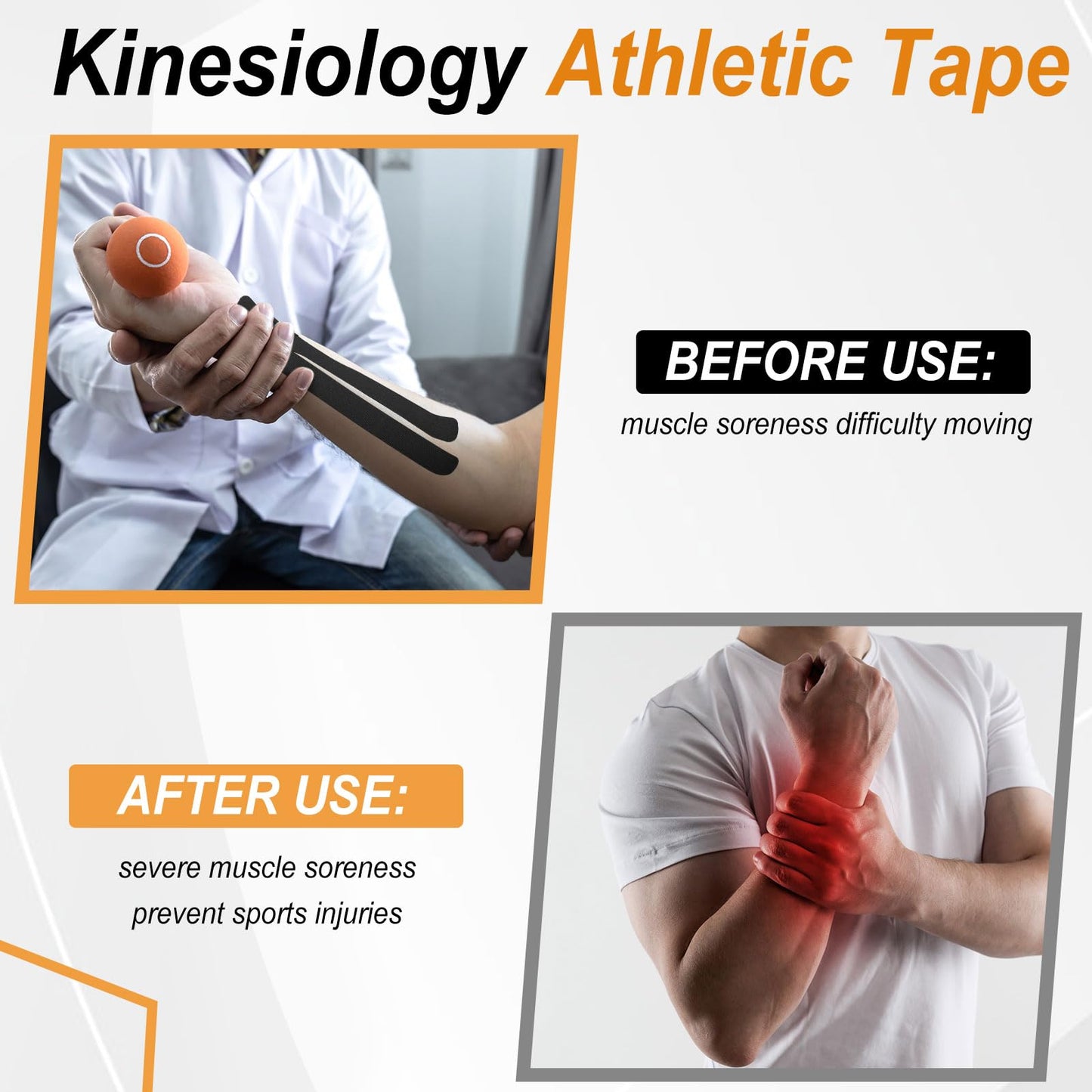 FairySandy 12 Pcs Precut Kinesiology Tape for Pain Relief Waterproof Breathable Kinesiology Athletic Tape Enhance Elastic Pre Cut Strips for Sports Joints Muscle Support (Forearm,Black)