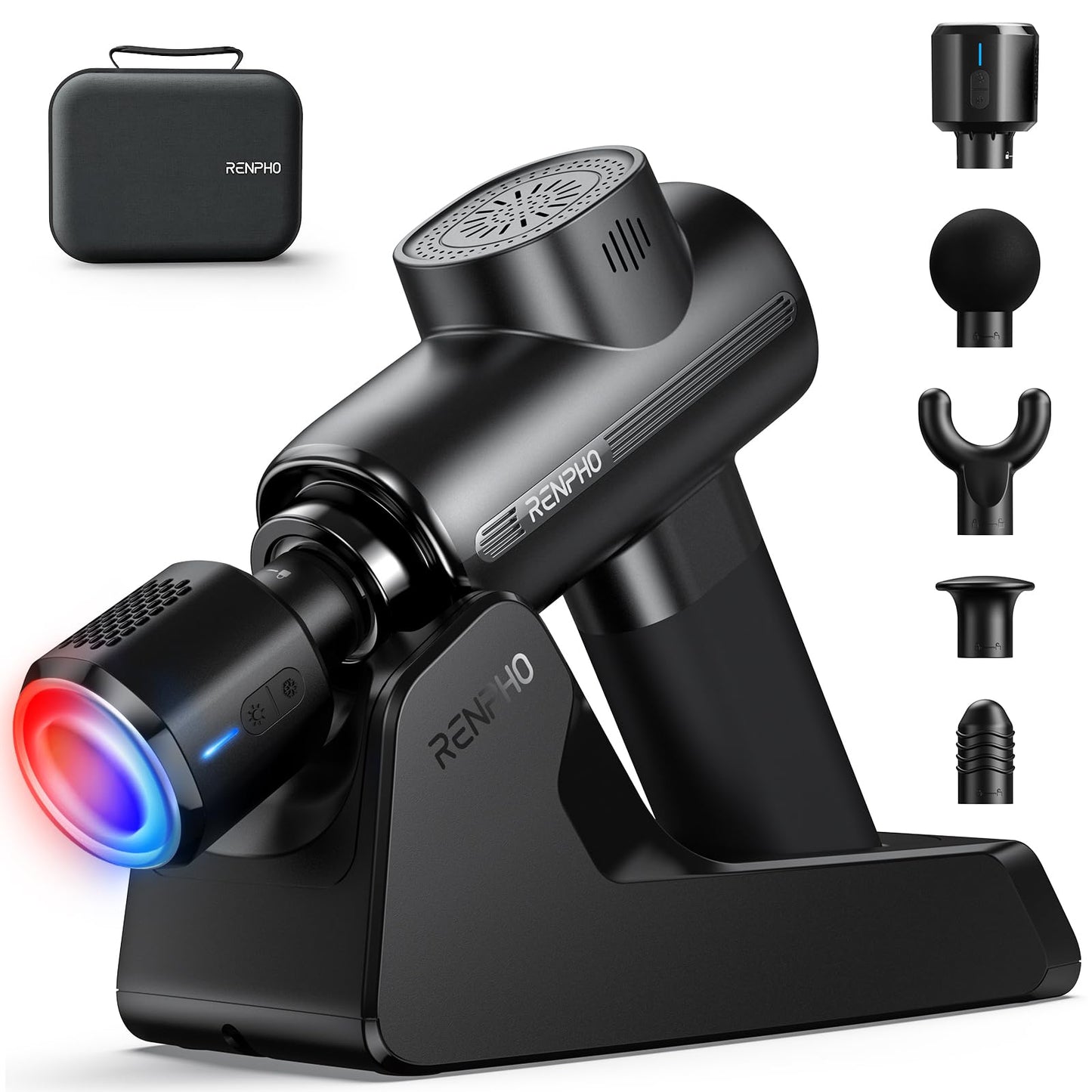 RENPHO Active Thermacool Deluxe Massage Gun Deep Tissue with Charging Stand, Fathers Day Dad Gifts Handheld Back Massager with Heat and Cold, Percussion Body Muscle Masajeador for Athletes Pain Relief