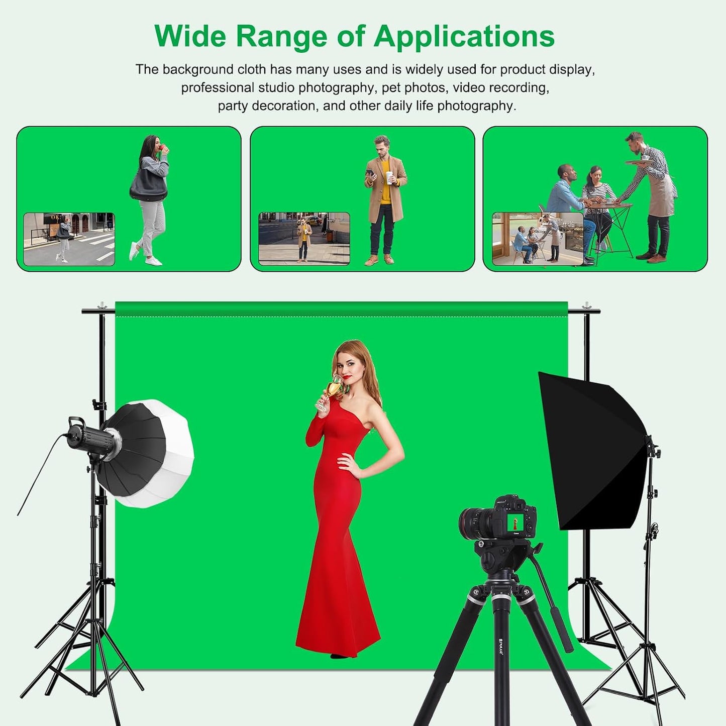 4 9.9 6.6 PULUZ Green Screen Backdrop with Fixing Clip, x Ft Photography Chroma Key Greenscreen Background