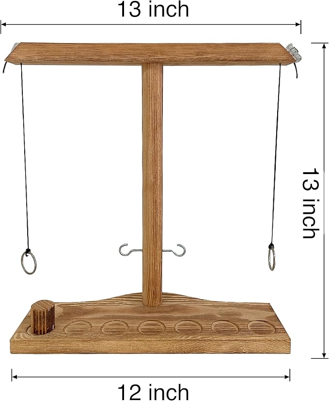 Ring Toss Games for Adults,Wooden Hook and Tossing Game,Hook and Ring Games 2-4-Player PK, Ring Hook Game with Ladder (13 inch)