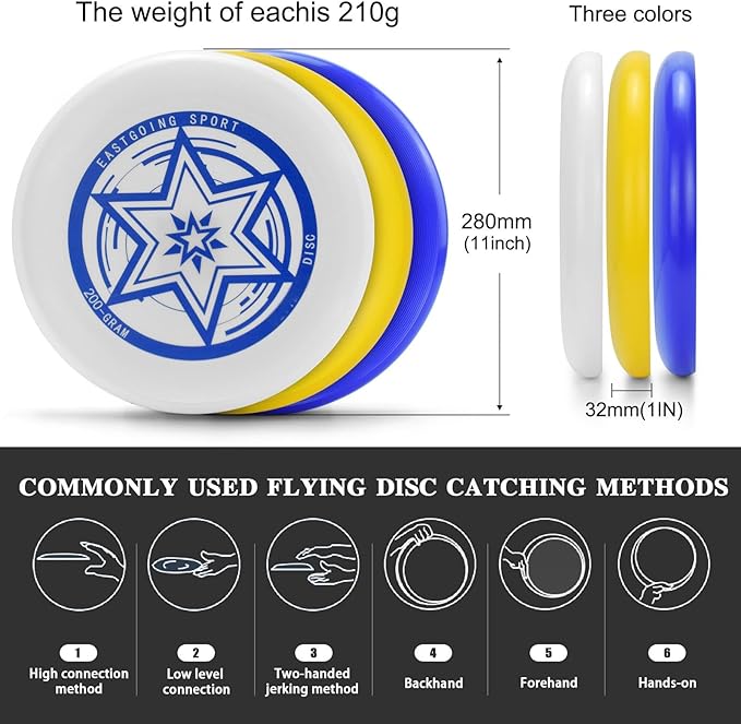 Eastgoing Beach Outdoor Flying Disc – 210 Gram, 11 Inch Heavyweight Flying Disc, Designed for Extreme Wind Resistance – Loads of Colors Available