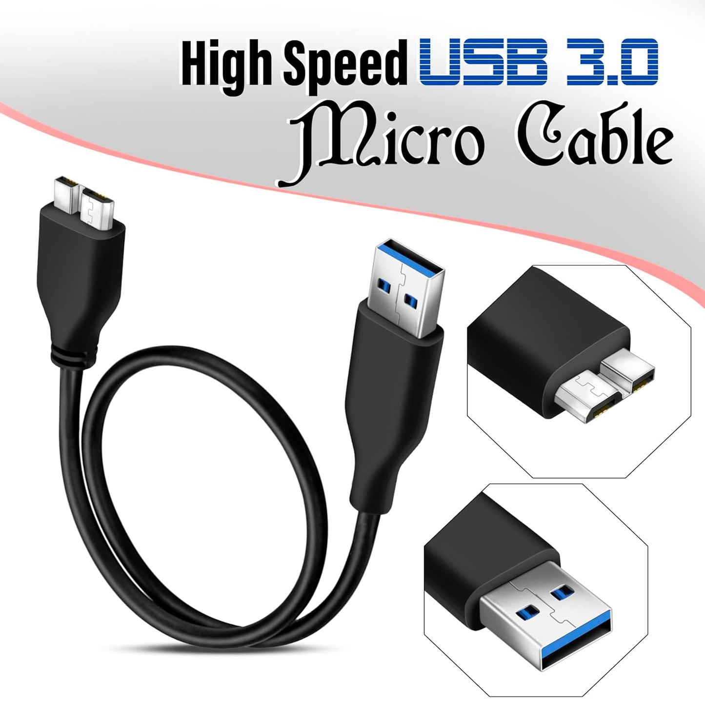 20cm 3.0 4.8 SaiTech IT USB Cable A to Micro B high Speed Upto Gbps Data Transfer Cable for Portable External Hard