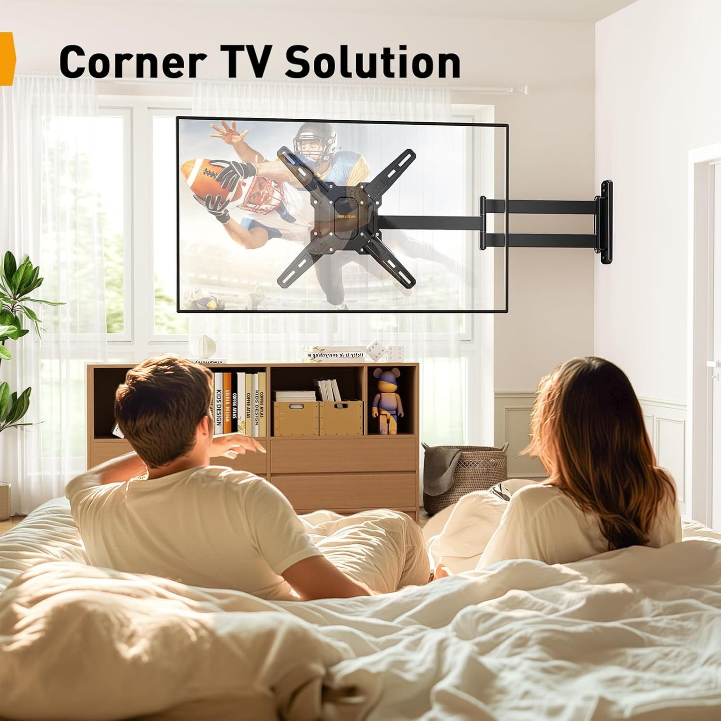 Perlegear Long Arm TV Wall Mount - Full Motion Bracket for 26-70 Inch TVs, 100 lbs Capacity, Swivel & Tilt