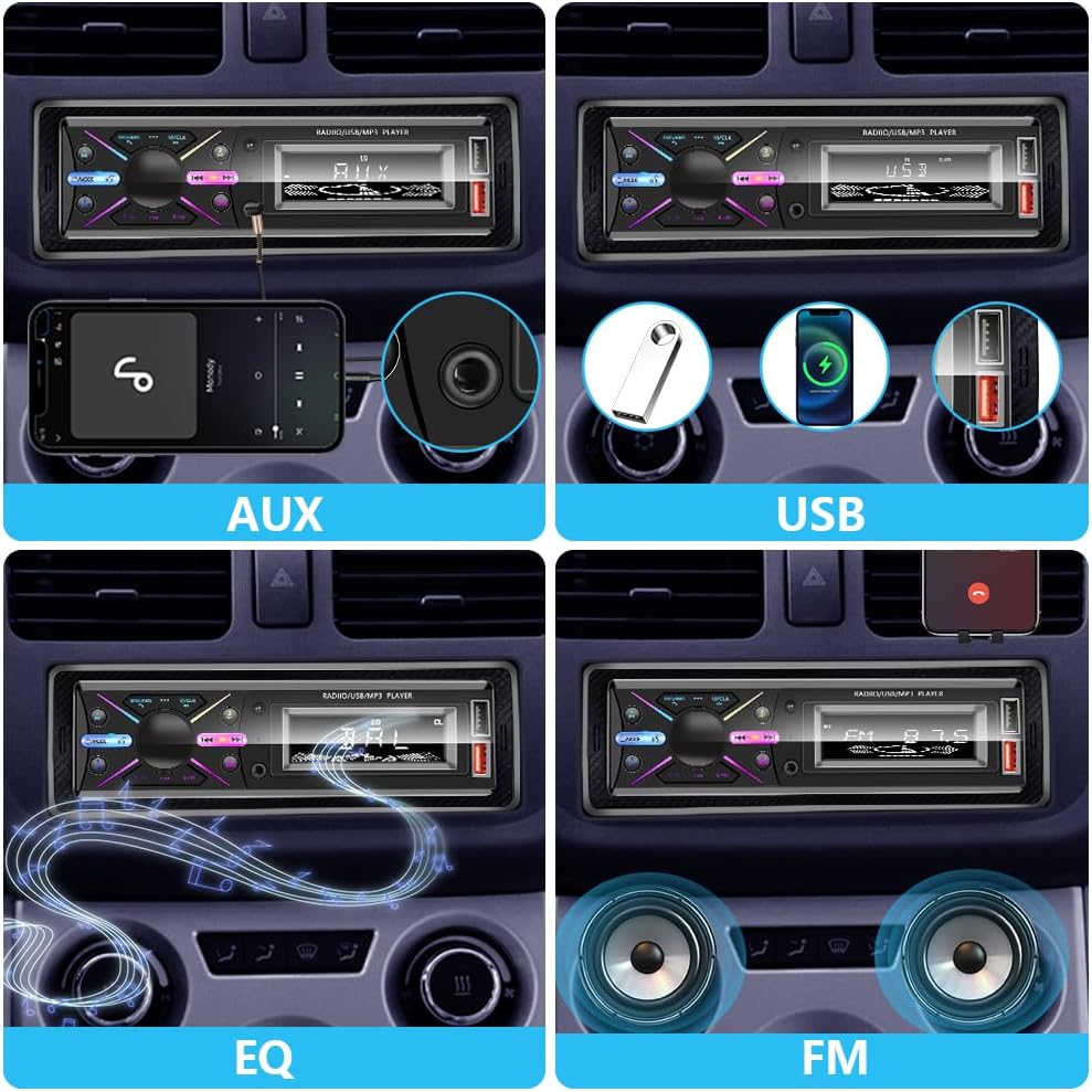 LSLYA MP3 Single Din Car Audio System with APP Control Player for Car Stereo Radio Support Bluetooth