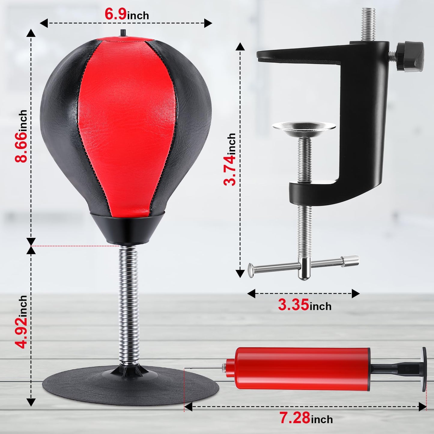 Dunkive Desk Punching Bag for Stress Relief, Tabletop Punch Bag with Clamp and Strong Suction Cup, Office Desk Accessory for Table or Countertop, Fun Stress Release Gift for Boss or Coworkers