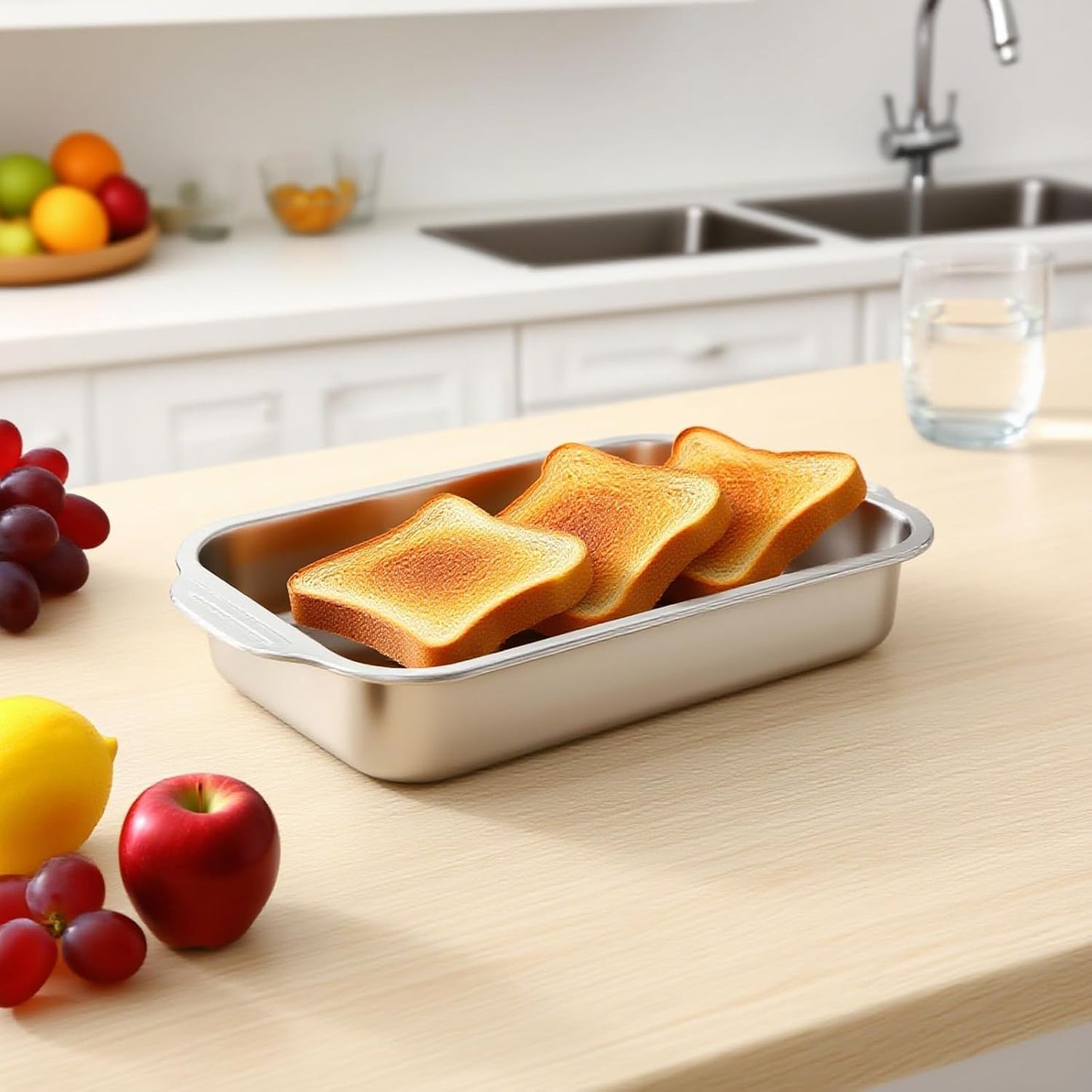 Skiennix Stainless Steel Cake Pan Set - 9 x 13 Inch Baking Dish with Handles for Versatile Cooking