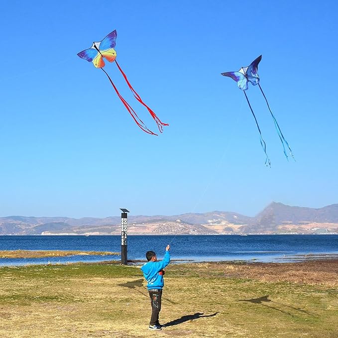 Butterfly Kites for Kids and Adults, Easy to Fly Large Single Line Kite for Boys and Girls - 55" x 28" Beach Kite for Beginners, 300ft String Handle Included