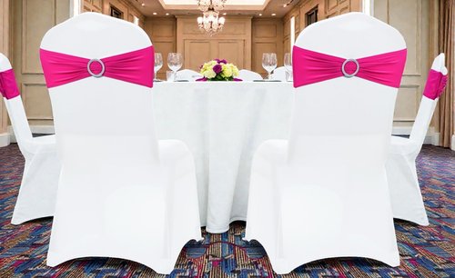 MDS Spandex Chair Sashes - Pack of 125 Elastic Stretch Bands with Buckle Slider Bow | Magenta