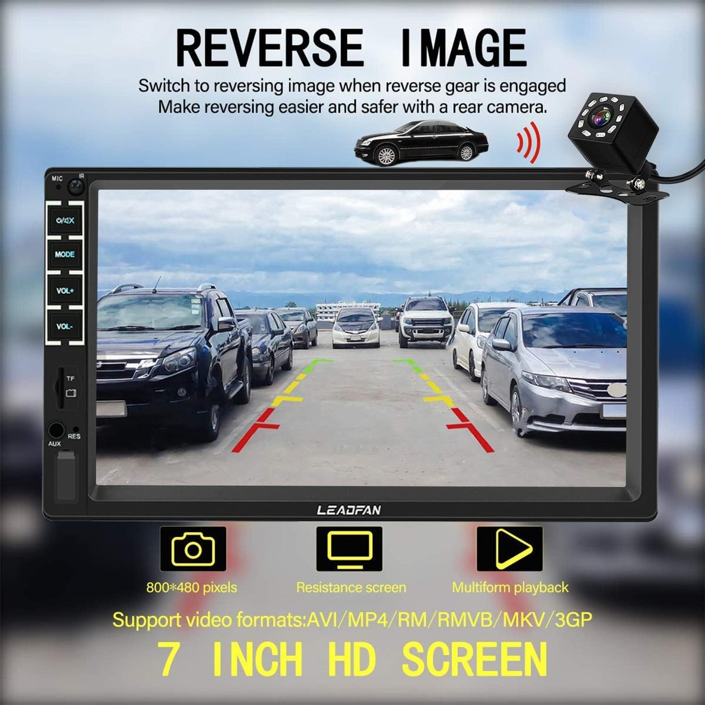 Leadfan 7" MP5/4/3 Car Stereo Double Din Touch Screen Car Radio Audio Receiver FM Radio Bluetooth Video Remote Control