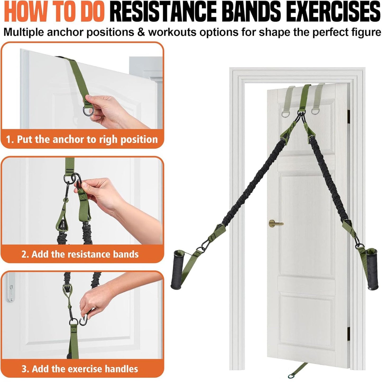 Pull Up Assistance Bands Set,Adjustable Heavy Duty Pull Up Assist Workout Bands for Men, Women, and Seniors,Resistance Bands for Pull Ups,Pull Up Bar Accessories (Army Green)