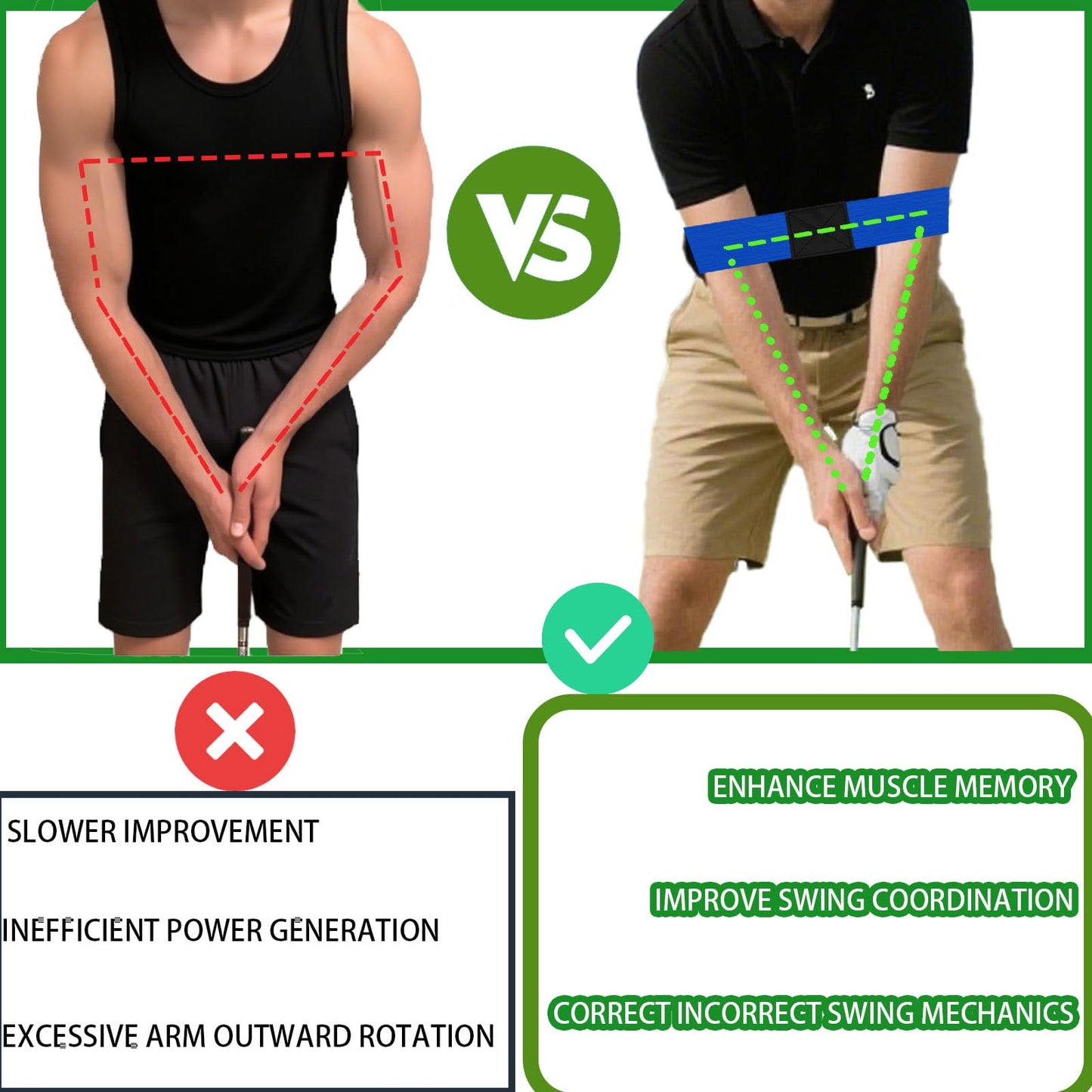 Siciwelely Golf Swing Training Kit with Wrist Strap/Arm Band/Storage Bag, Golf Swing Training Aid to Correct Wrist Angle & Develop Muscle Memory,Golf Wrist Swing Brace Corrector for Golf Beginners