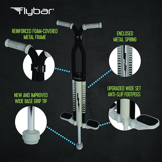 Flybar Master Pogo Stick for Kids Ages 9+, 80–160 lbs – Easy Grip Handles – Active Exercise Toy for Tweens & Teens – Outdoor Toy with Non-Slip Foot Pegs for Boys and Girls – No Assembly Needed