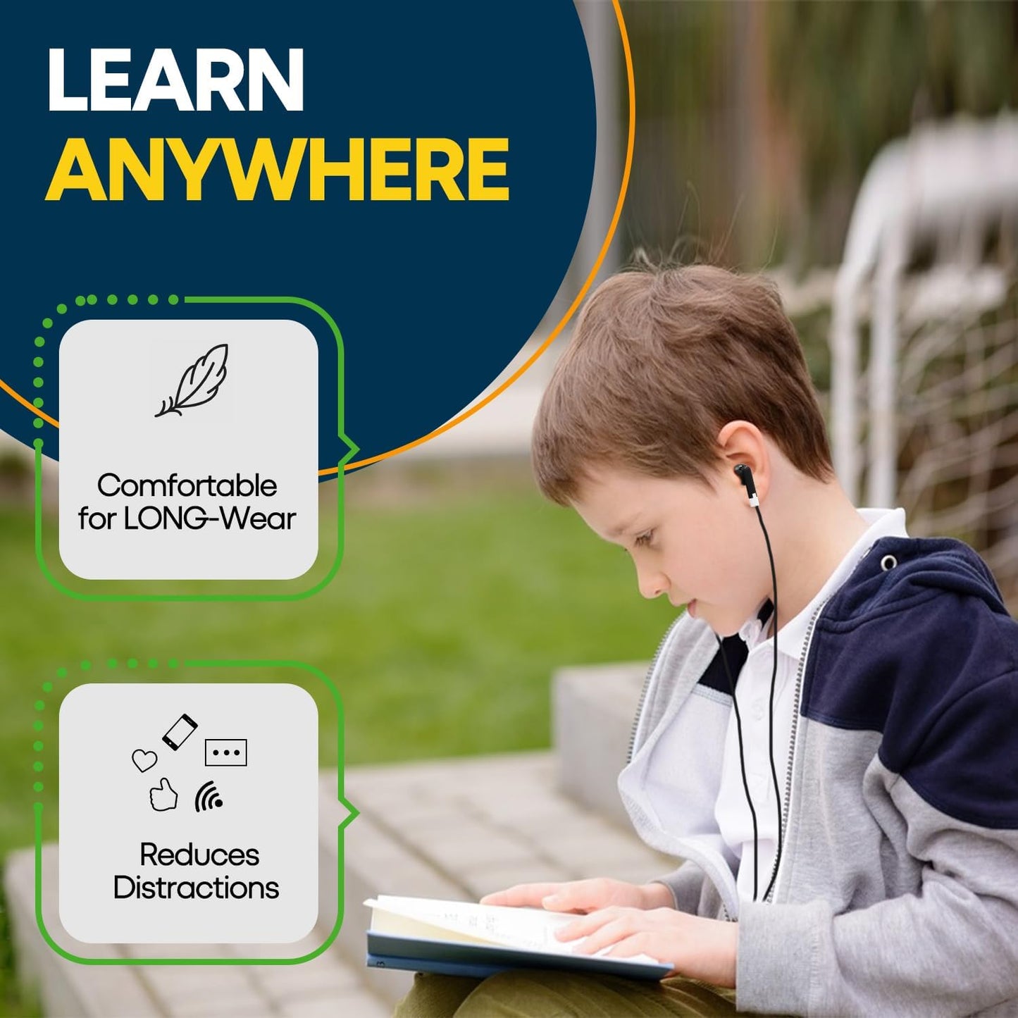 Gaosen 50 Pack Set (GS01,50 Kids Earbuds for School Classroom,Wholesale Class Wired Bulk Earphones for Children