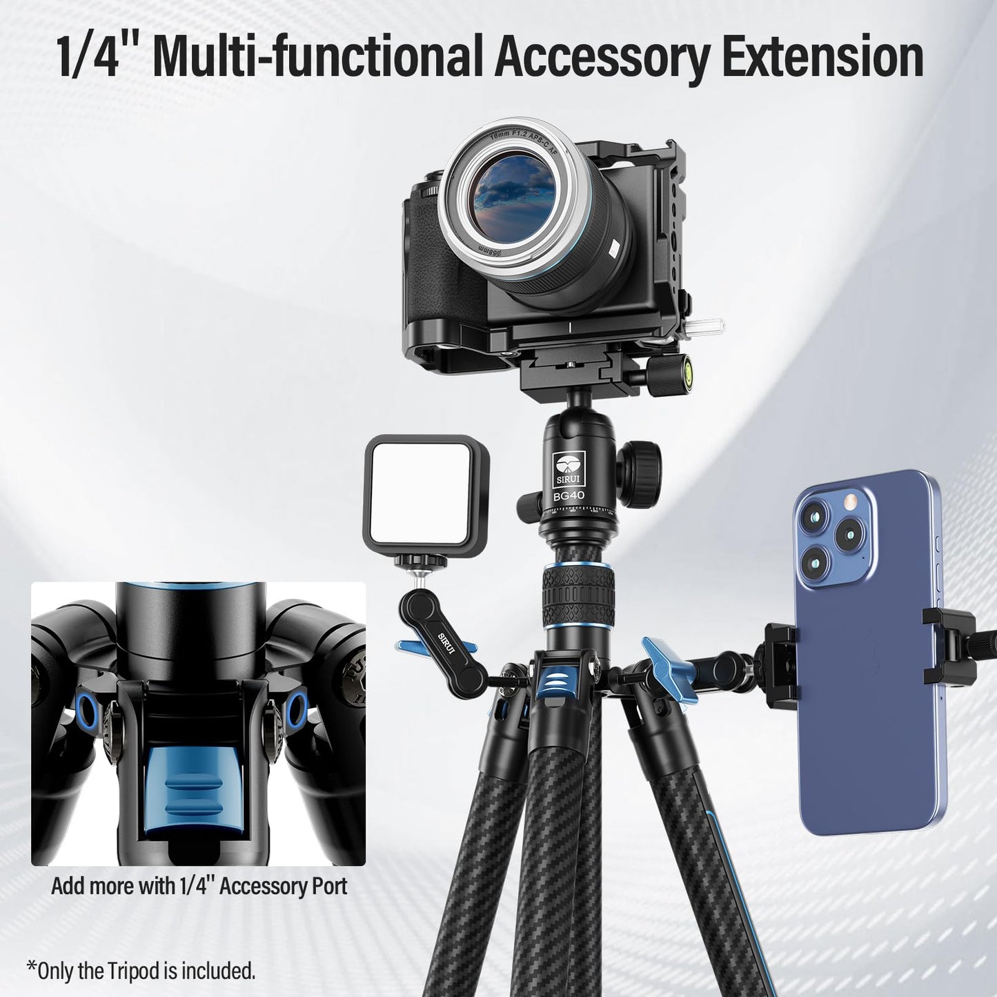 SIRUI 60" Carbon Fiber Tripod for Camera with 360° Panoramic Ball Head, Arca QR Plate, Compact Lightweight 2.1lbs Travel Tripod for DSLR Video Camcorder, Max Load 10kg, Traveler X-III