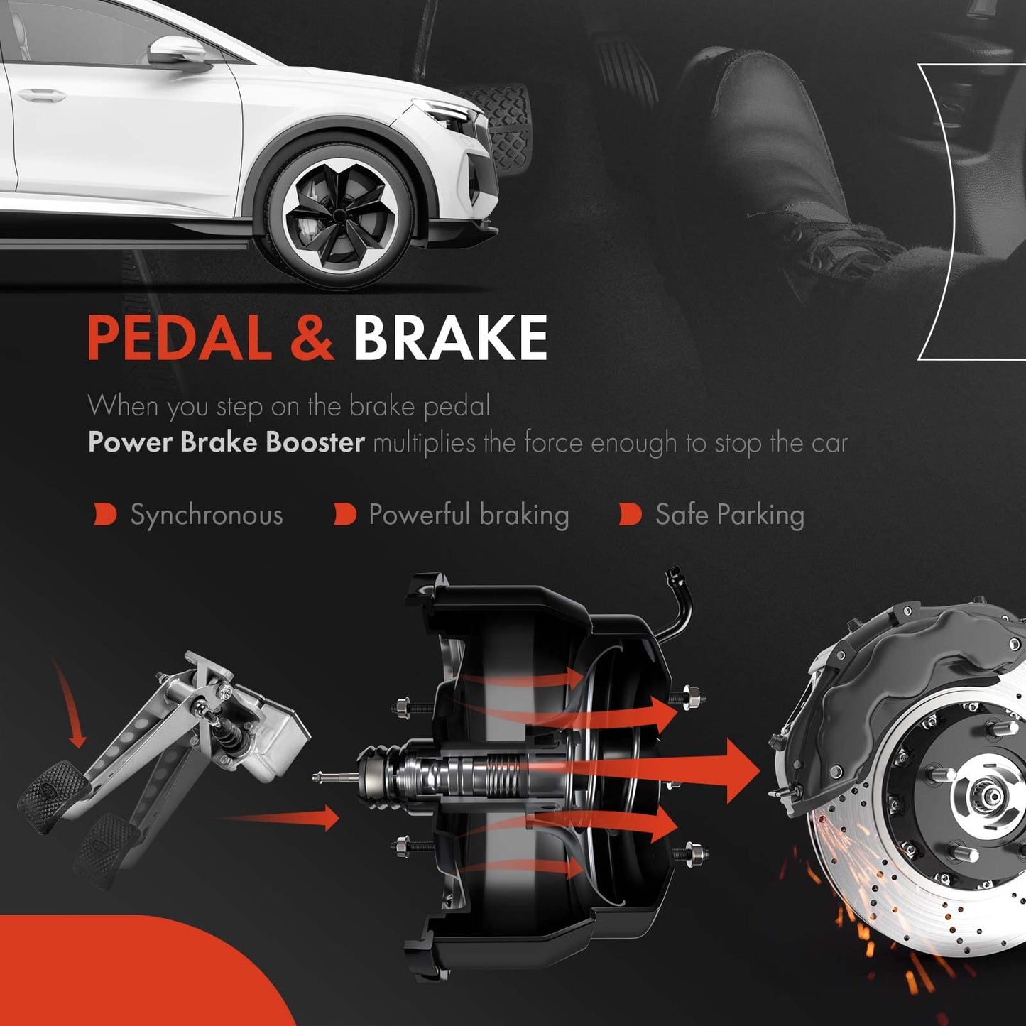 A-Premium Hydraulic Power Brake Booster Compatible with GMC G2500 1994-1995, G3500 1994-1996 & Chevrolet G20 1994-1995, G30 1994-1996