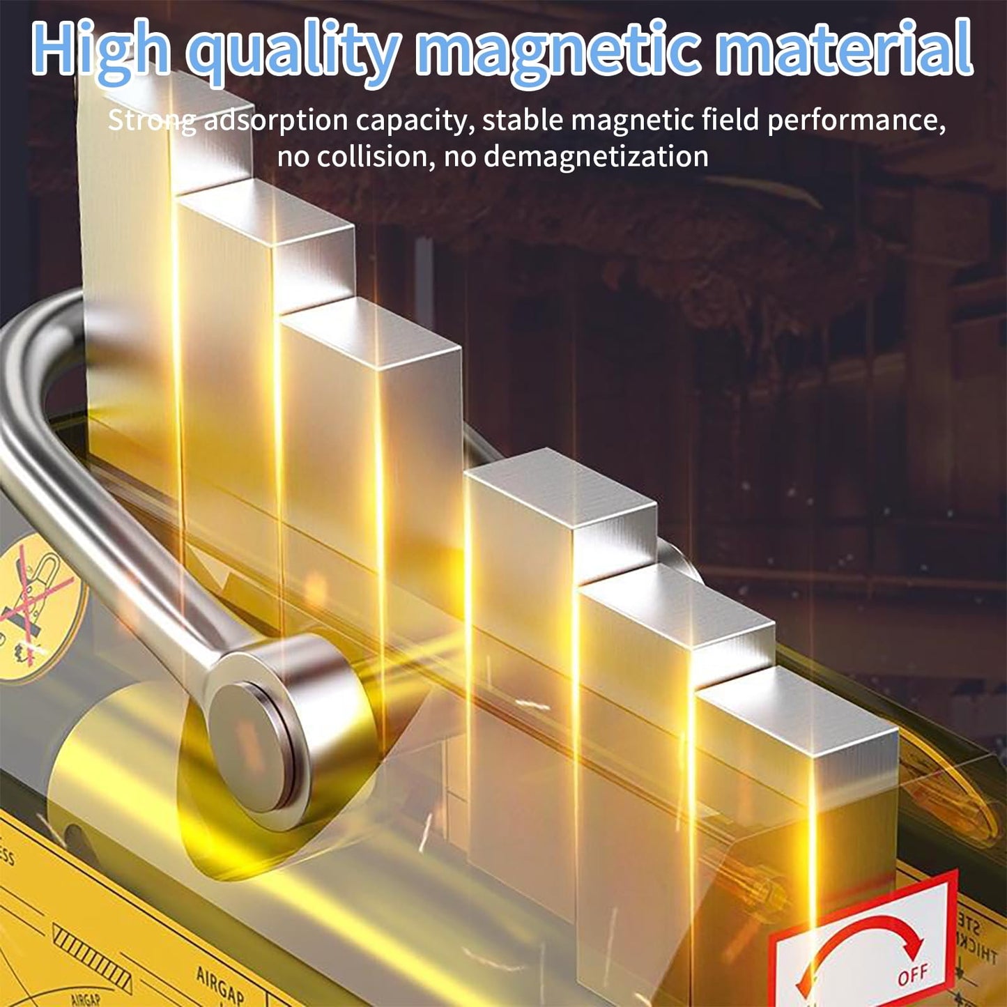 Permanent Magnetic Lifter, 660 lb/300kg Pulling Capacity, Strong Neodymium Magnets Lifting Magnet with Release Handle and Steel Hook for Lifting Plate Steel, Board, Used in Shop Crane, Hoist, Board