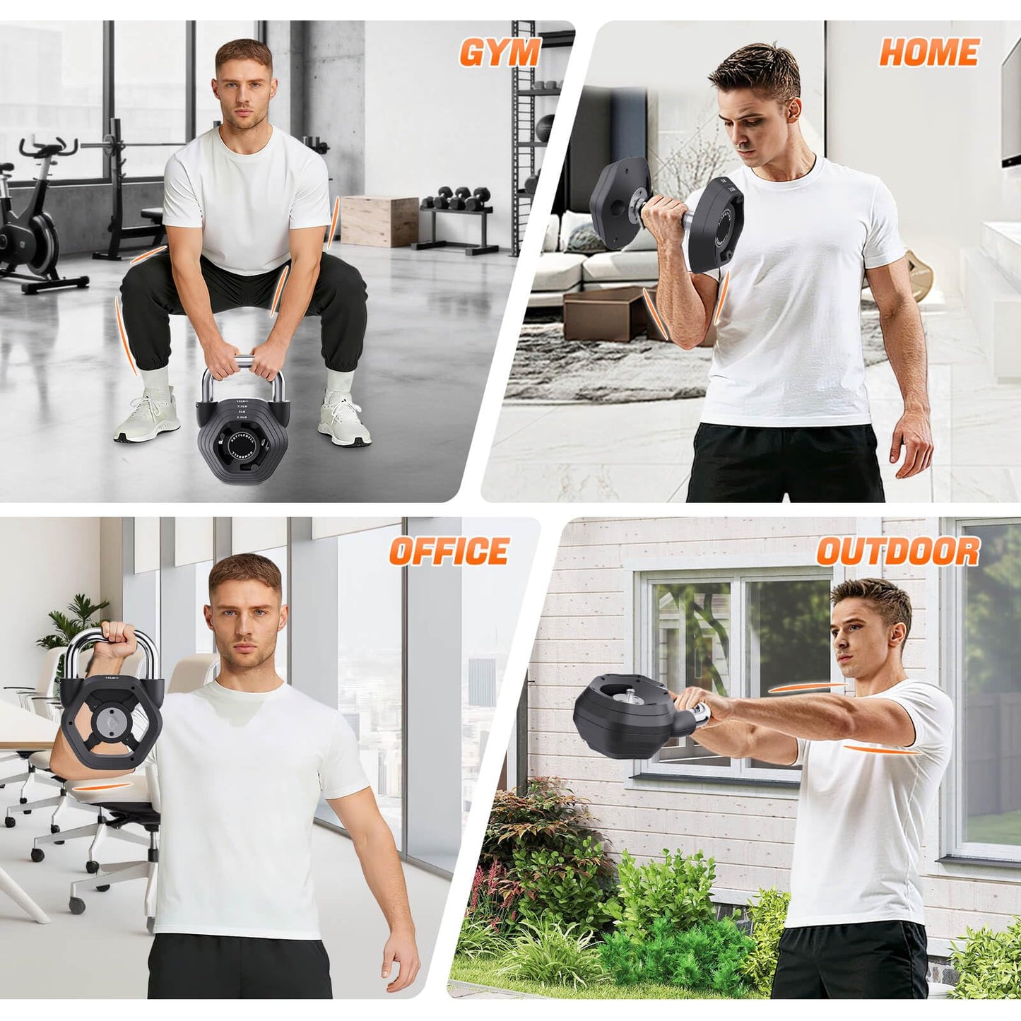 Hamjoiet 2-in-1 Adjustable Kettlebell, 15-45LB Kettlebells Weight Set for Strength Training, 5.9-30.9LB Adjustable Weights Dumbbell for Home Gym Full Body Workout (Black)
