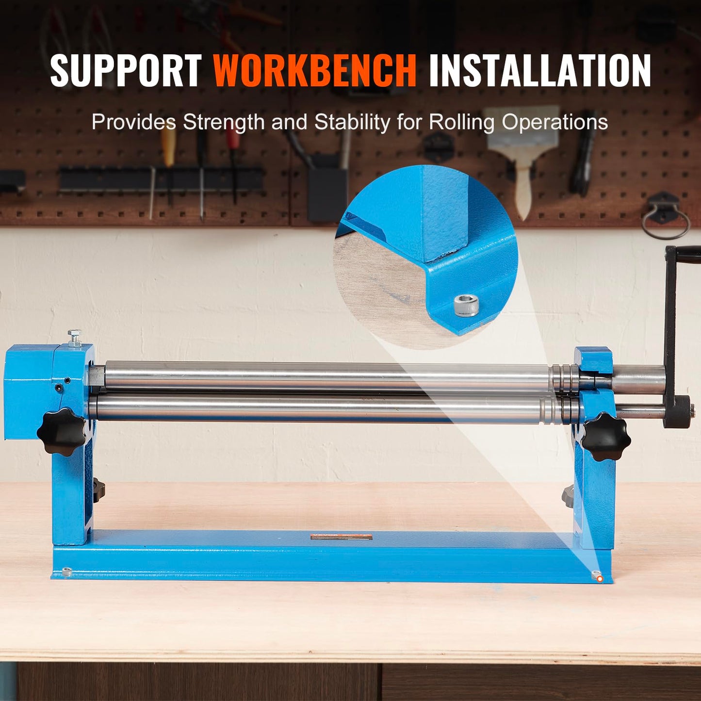 VEVOR Slip Roll Machine, 24-Inch Forming Width, 16 Gauge Capacity, Sheet Metal Slip Roller with 2 Detachable Rollers, Bending Round Machine, for Aluminum Alloy Sheet Low Carbon Steel Copper Sheet