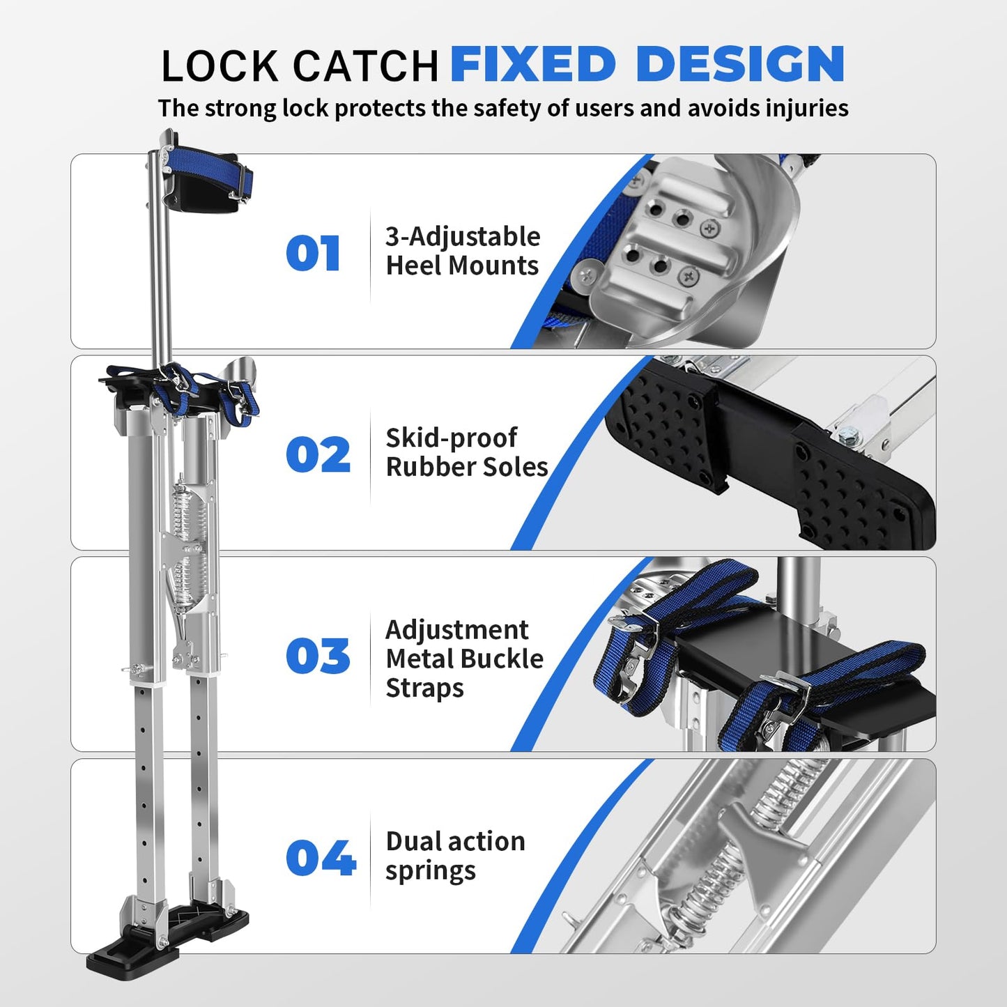 Drywall Stilts, 18''-30''Drywall Stilts for Adults Adjustable Heights Aluminum Work Stilt for Sheetrock Drop Ceiling Painting Painter Pruning Branches or Cleaning