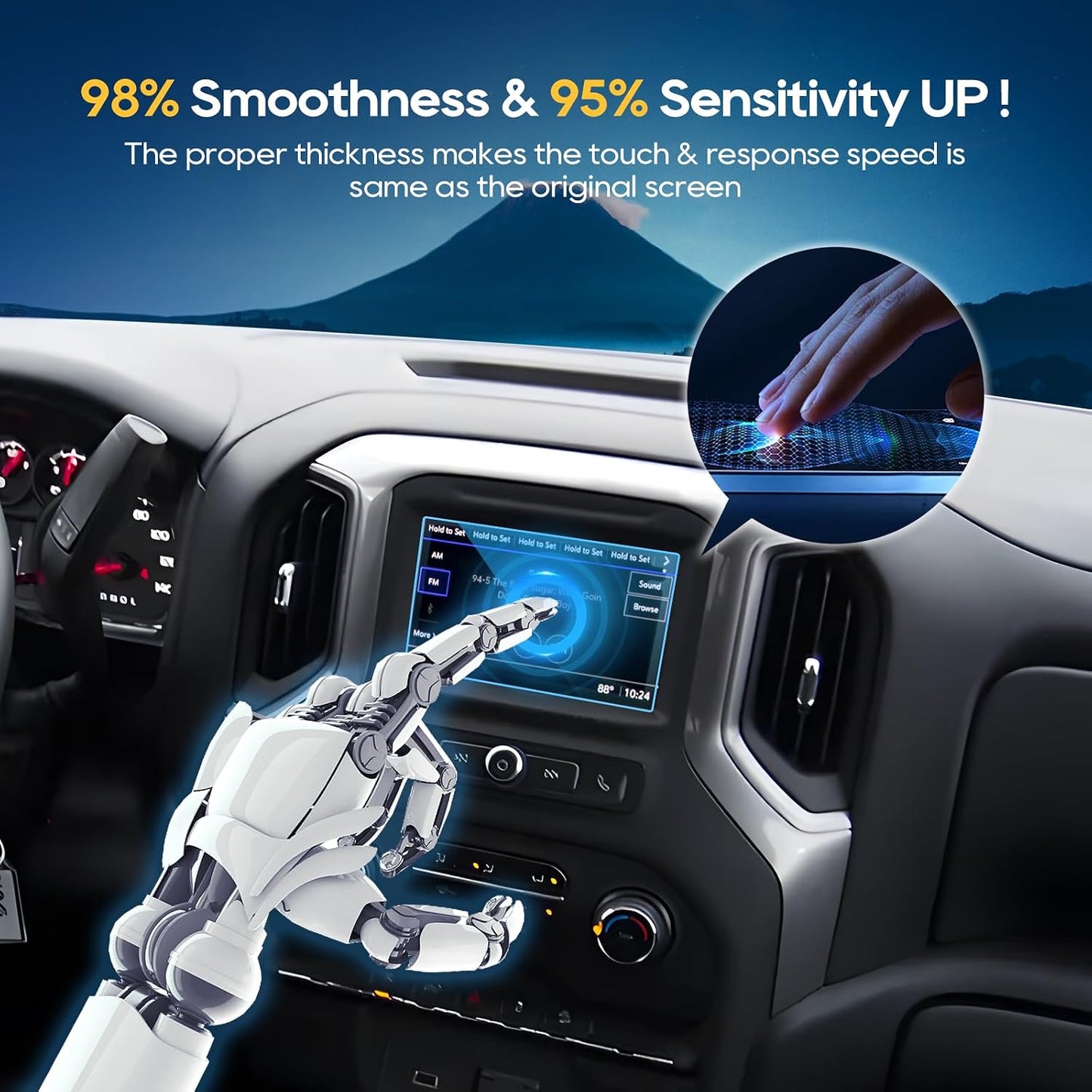 2017-2018 7 Inch 9H LFOTPP Car Navigation Screen Protector for Sonata Blue Link, Tempered Glass Hardness Car