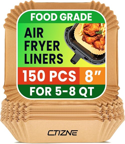 **Air Fryer Liners | 150 Pcs Unbleached Parchment Paper - Non-Stick & Waterproof for 5-8 QT Baskets**