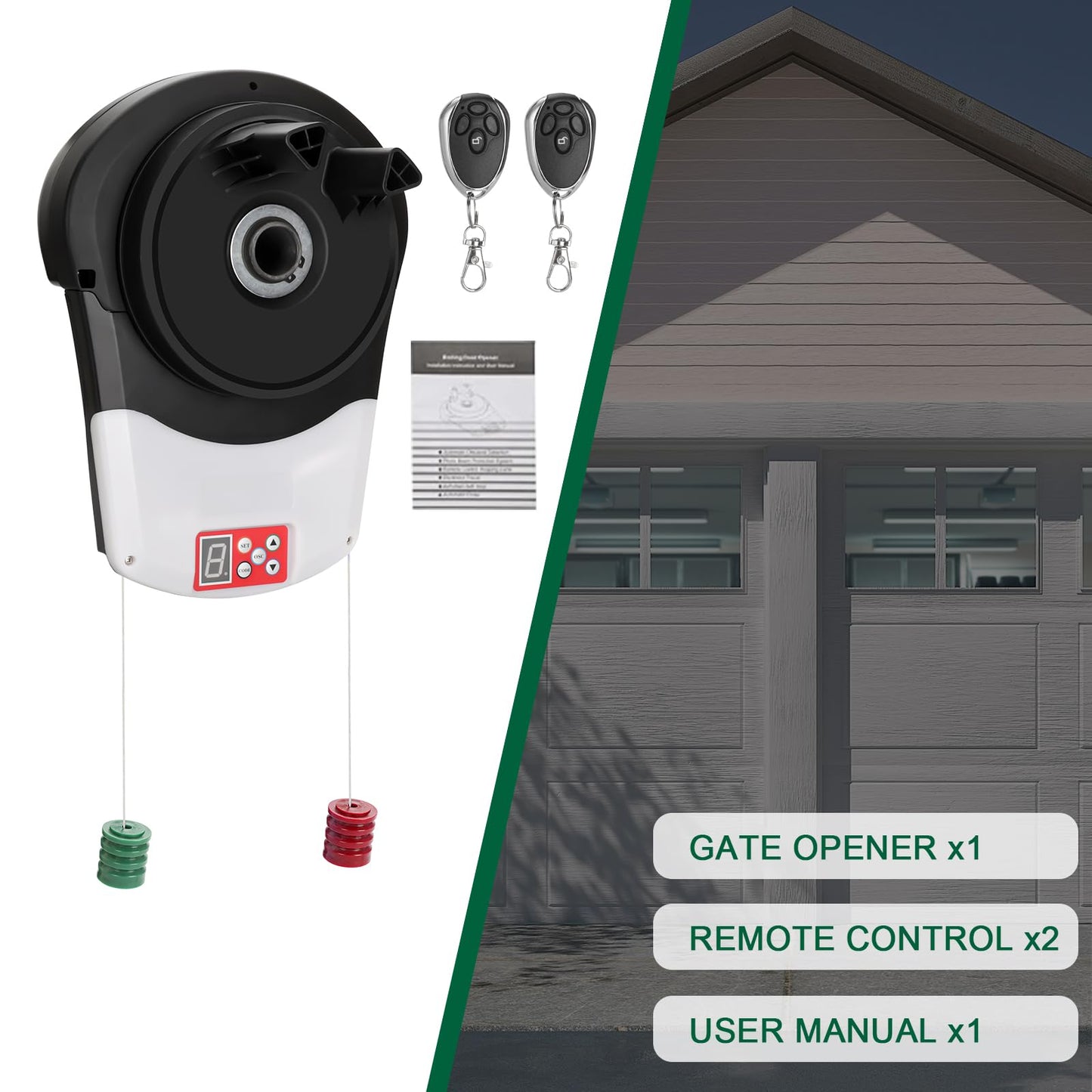 Automatic Roller Door Opener,2 Remotes Commercial Garage Farm Warehouse Electric Roller Shutter Door Opener with 800N Powerful Motor 22M² Roller Shutter