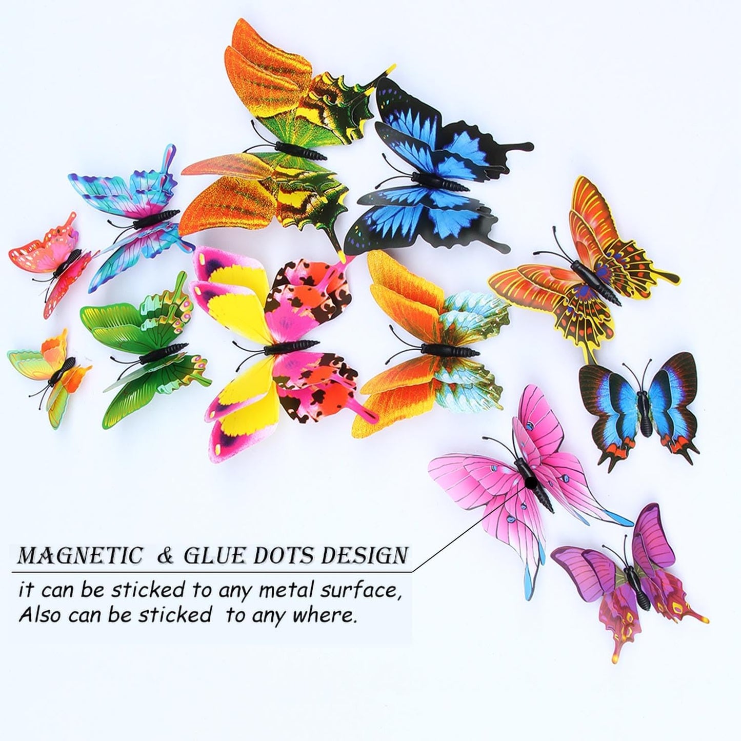 OPSEAM 3D Butterfly Wall Decor - 24/48 PCS Magnetic Stickers for Party Decorations