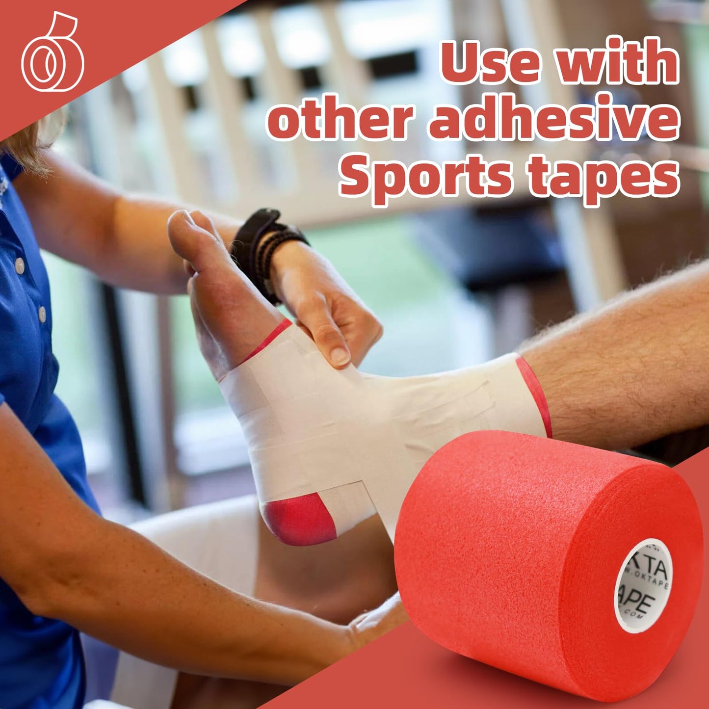 OK TAPE Pre Wrap Tape (4-Rolls, 120 Yards) - Athletic Foam Underwrap for Sports, Protect for Ankles Wrists Hands and Knees, 2.75 Inches - Red