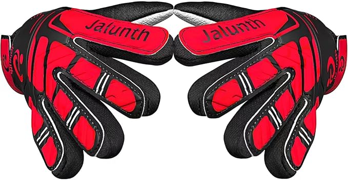Jalunth Soccer Goalie Gloves Kids Youth Goalkeeper Field Player Gloves Boys Girls Training Grip Goal Keeper Glove Age 4-14 Years Old with Upgraded Anti-Skid Latex Palm