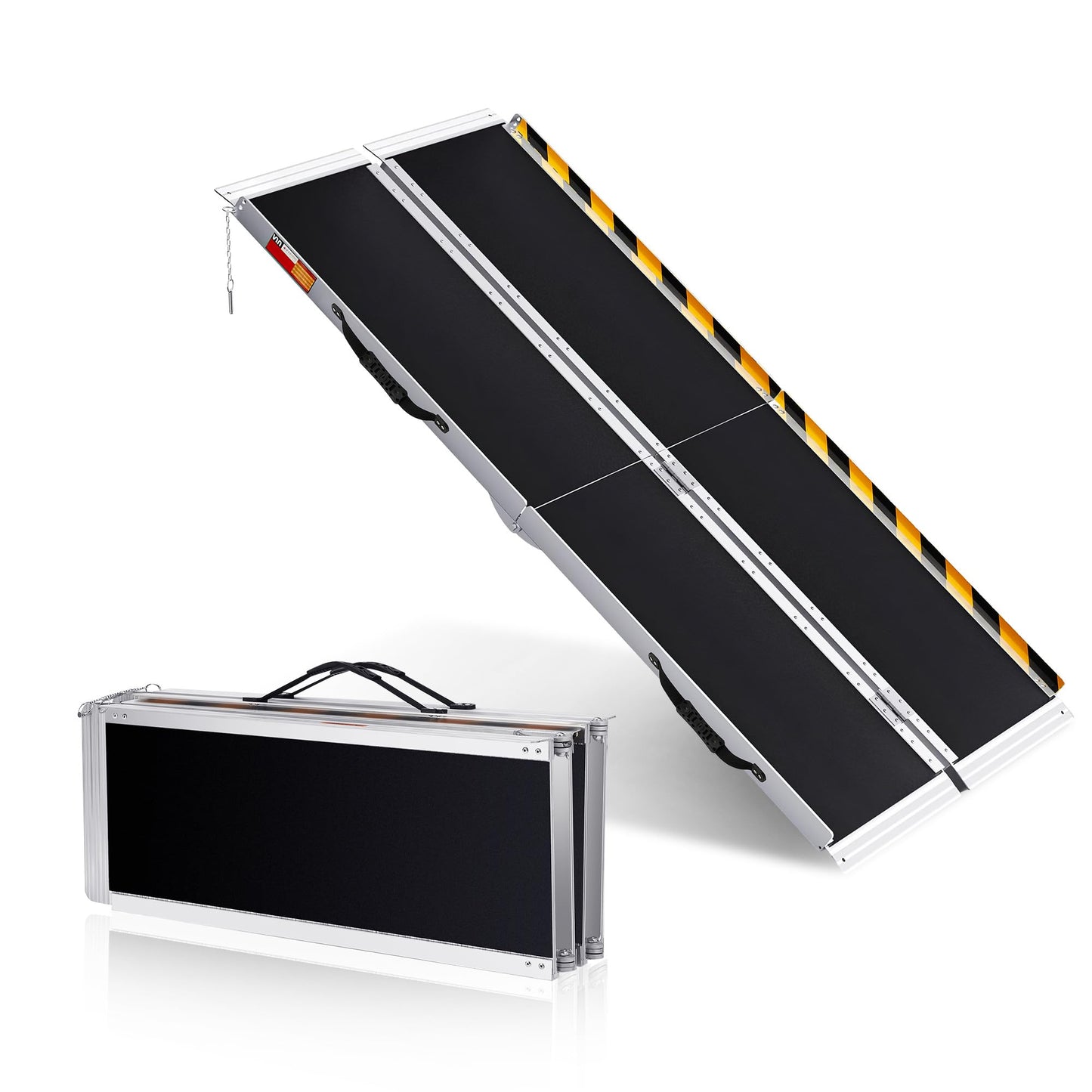 Aluminum Portable Wheelchair Ramp Folding Ramp w/Non-Slip Surface, Threshold for Home Steps, Scooter for Car, Doorways, Curbs & Stairs, 600 Lbs Capacity