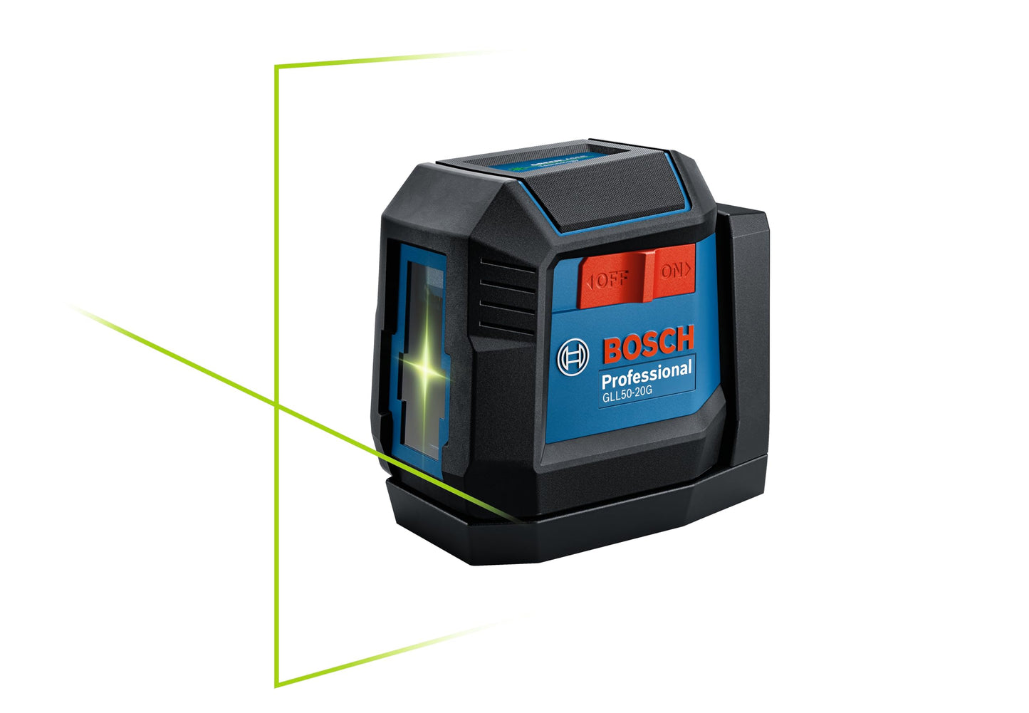 BOSCH GLL50-20G 50 Ft Green-Beam Self-Leveling Cross-Line Laser, Includes Integrated Magnetic Mount, 2 AA Batteries, & Soft Pouch