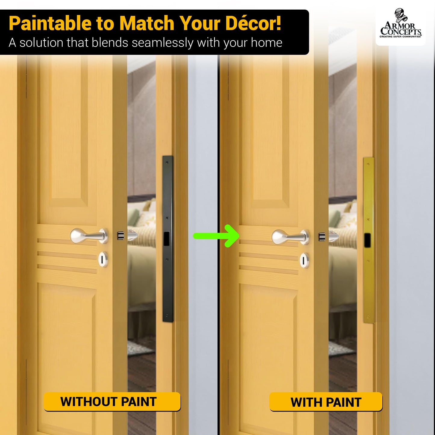 Armor Concepts FIX-A-JAMB 24" Interior Door Jamb Repair Kit – Door Frame Reinforcement, Heavy-Duty 18-Gauge Galvanized Steel, for Bedroom, Bathroom & Closet Doors, Aged Bronze