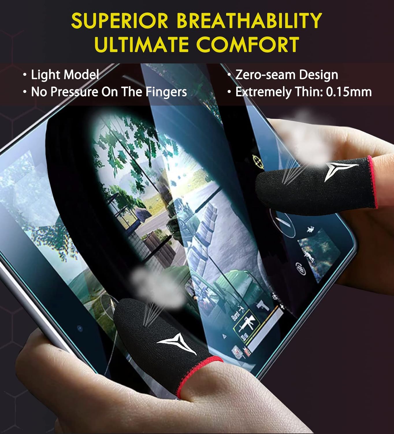 6 Pack Nuozme 0.15mm Mobile Phone Gaming Finger Sleeves, Finger Sleeves Compatible with All Touchscreen Devices