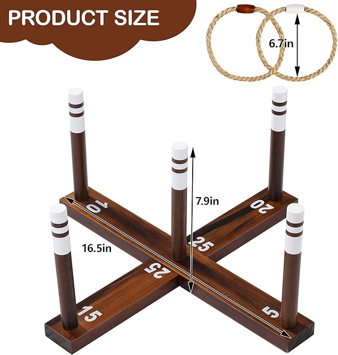 Ring Toss Game,Ring Toss Game for Adults and Kids, Indoor Outdoor Fun Holiday Lawn Yard Game for Family, Easy Set Up, Portable to Carry for Outside Kids Sport