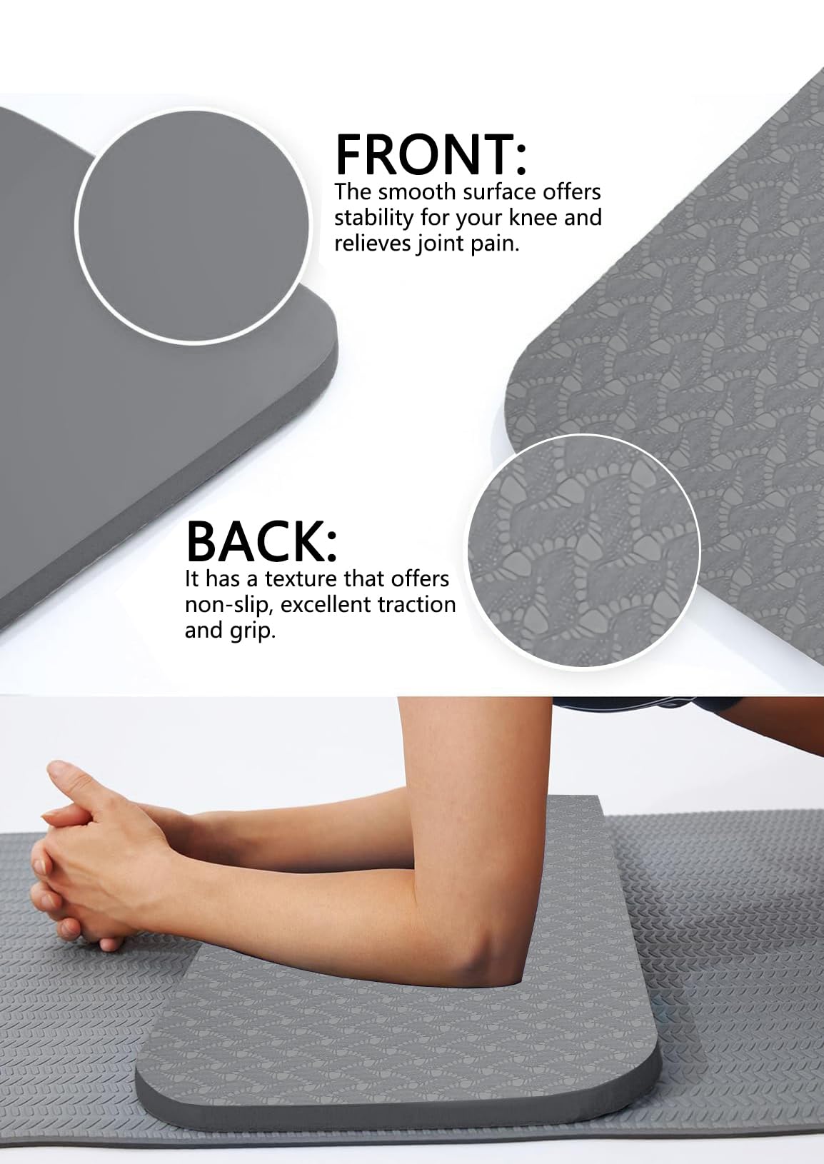 Yoga Knee Support Pad for Women Pilates Kneeling Cushion | Elbows Wrist Hands Head Foam Extra Thick Men Exercise Knees Pads Set of 6 Pieces (Gray）