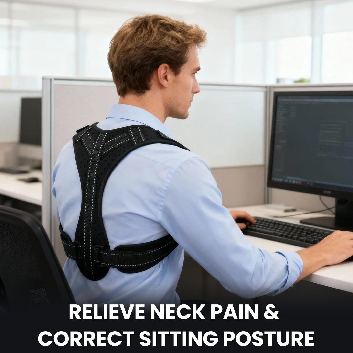Posture Corrector for Men and Women, Adjustable Back Brace Upper Spine Straightener, Breathable Shoulder, Neck, Clavicle & Back Support, Relieve Slouching, Hunching, and Back Pain, XL