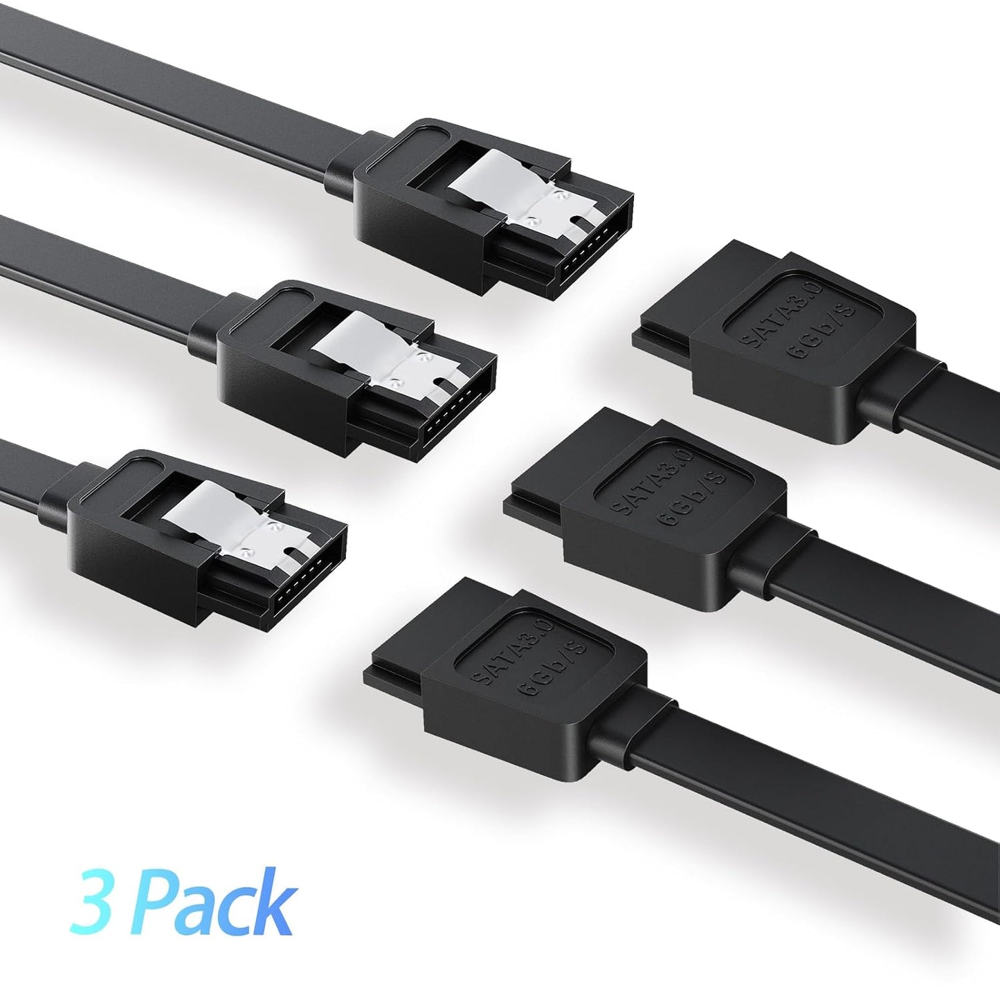 Mbiydeg Data,3 6Gbps 15 Inch SATA Cable III for SSD HDD PCS Straight Angle Sata Data Cable Compatible for SATA Hard