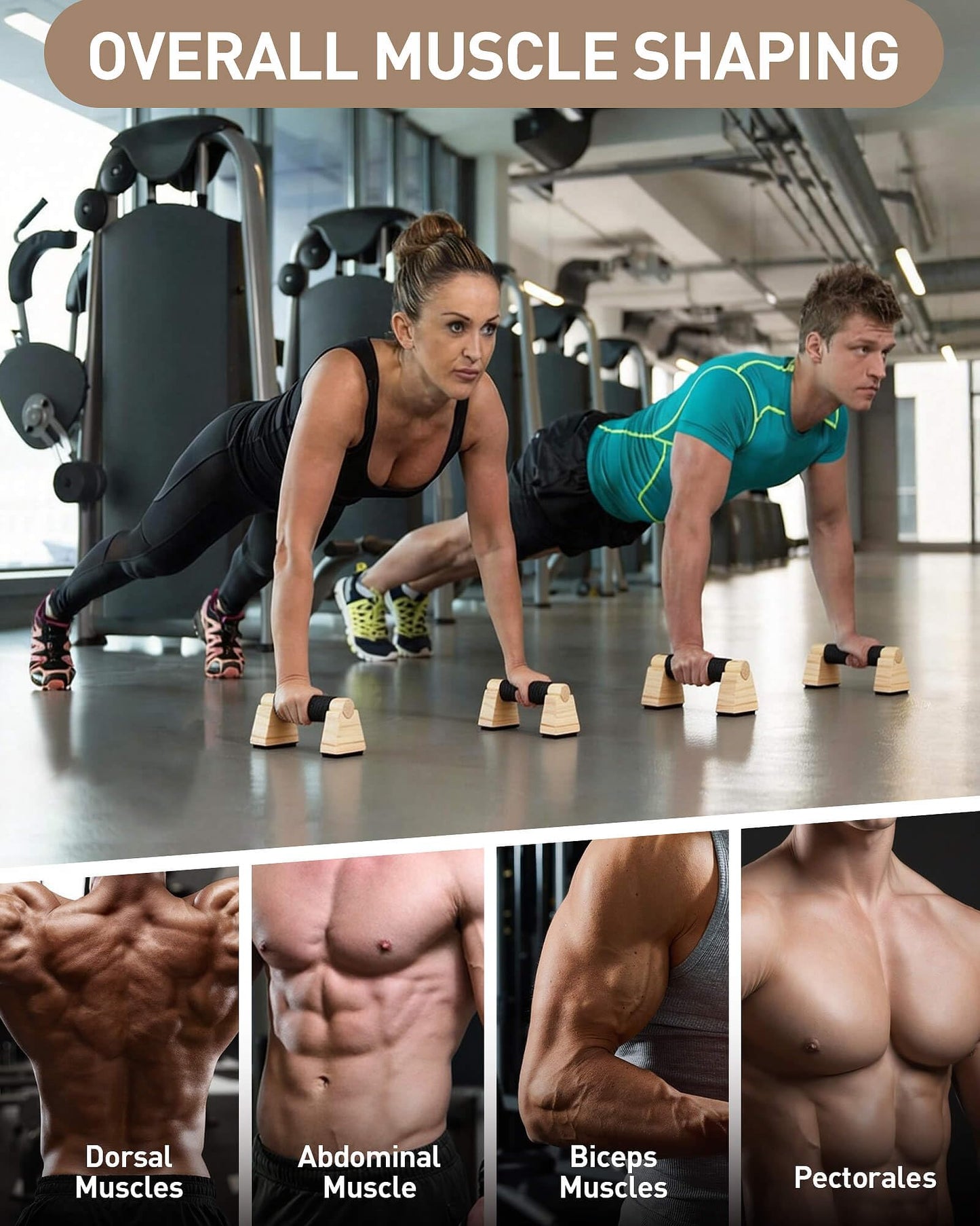 Wood Push Up Bars, Non-Slip Calisthenics Equipment for Strength Training, Solid Wood Calisthenics Bars & Parallettes Bars, Push Up Handles for Floor Exercises