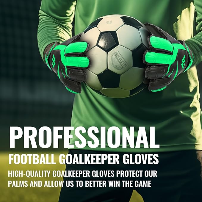 Malker Goalkeeper Gloves Soccer Goalie Gloves with Strong Grips Palms Anti-Slip Latex Breathable Football Gloves for Kids Youth Adult