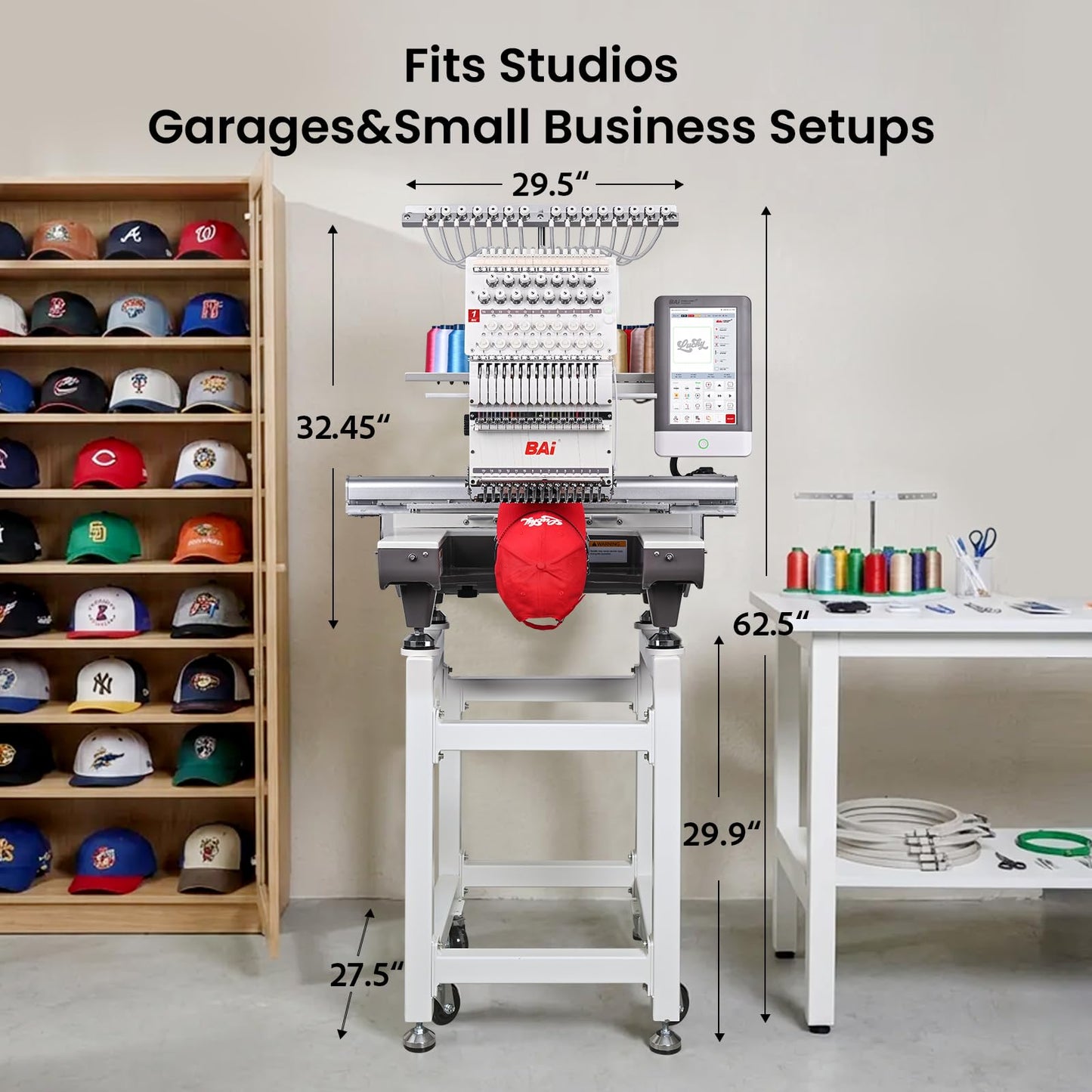 BAi The Mirror 15 Needle 20"x14" Large Area Commercial Embroidery Machine,1200 SPM High Speed & 850 SPM on Hat,Institch OS5 Intuitive Control,Software included Wi‑Fi/USB Transfer