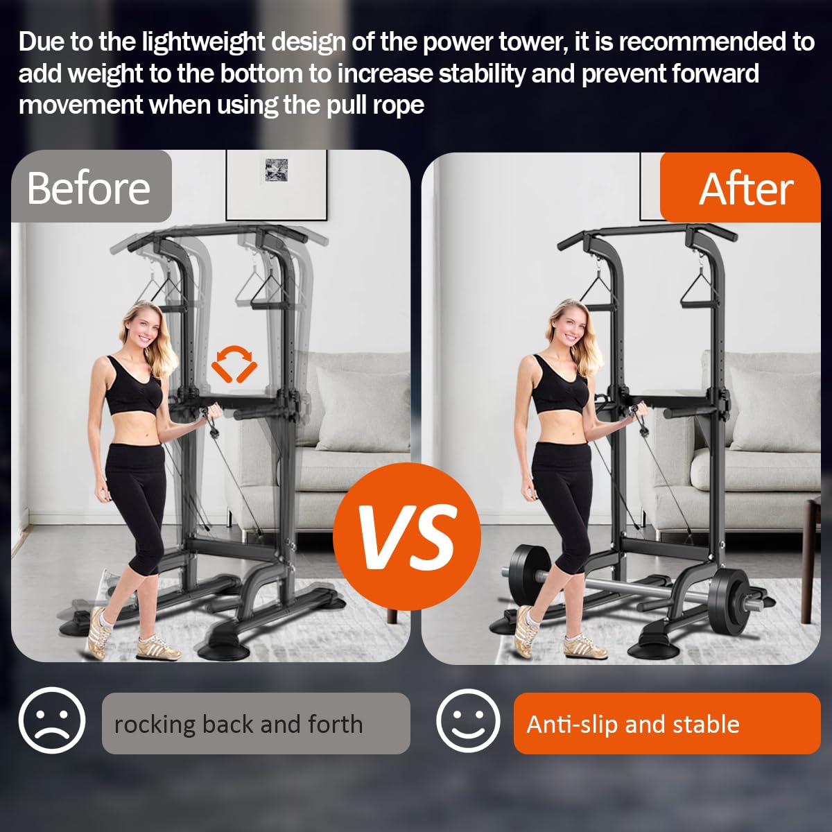 Power Tower Pull Up & Dip Station Multi-Function Home Strength Training Fitness Workout Station Height Adjustable