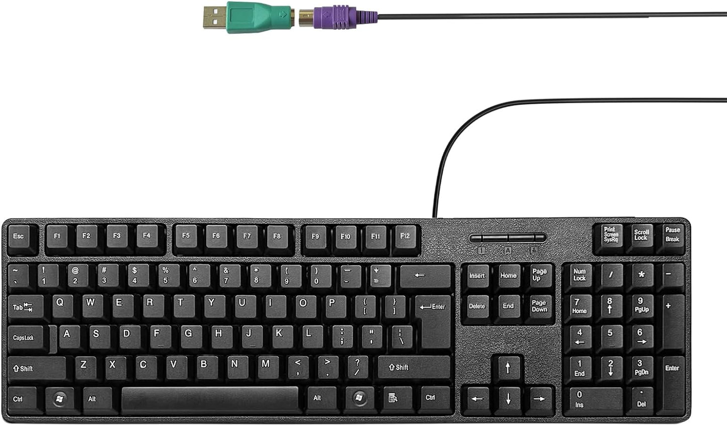 YORUNOHOSHI PS2 104 Wired Keys Computer Keyboard with Stands,Waterproof - US Layout Compatible for Windows, PC, Laptop