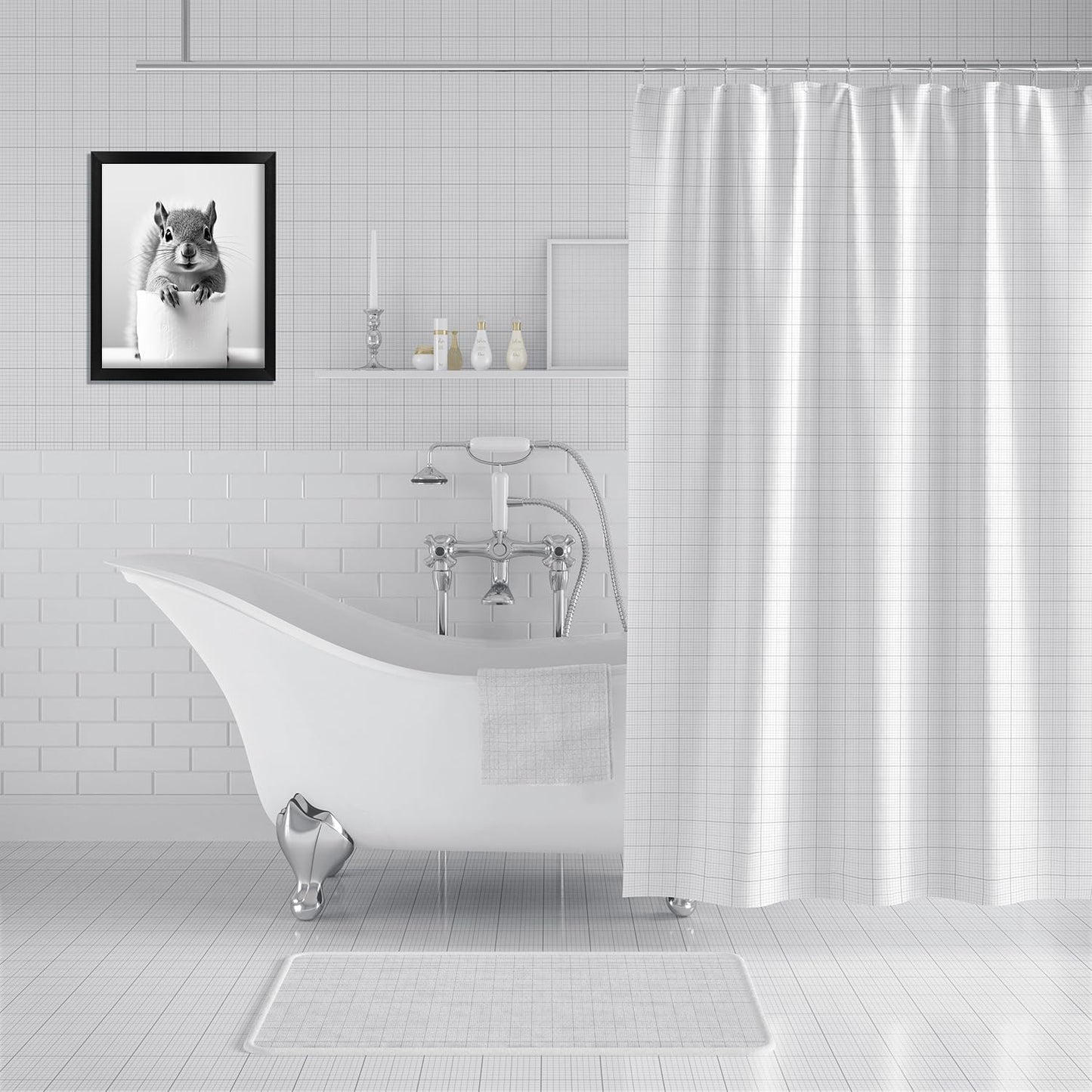 Regine Switzerland Funny Bathroom Art | Aesthetic Black and White Framed Wall Decor