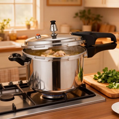 DOITOOL 4.2 Quart Aluminum Pressure Cooker Stovetop Fast Cooking Pot Pressure Canner Compatible for Induction Cookers and Gas Stoves, Silver (4L)