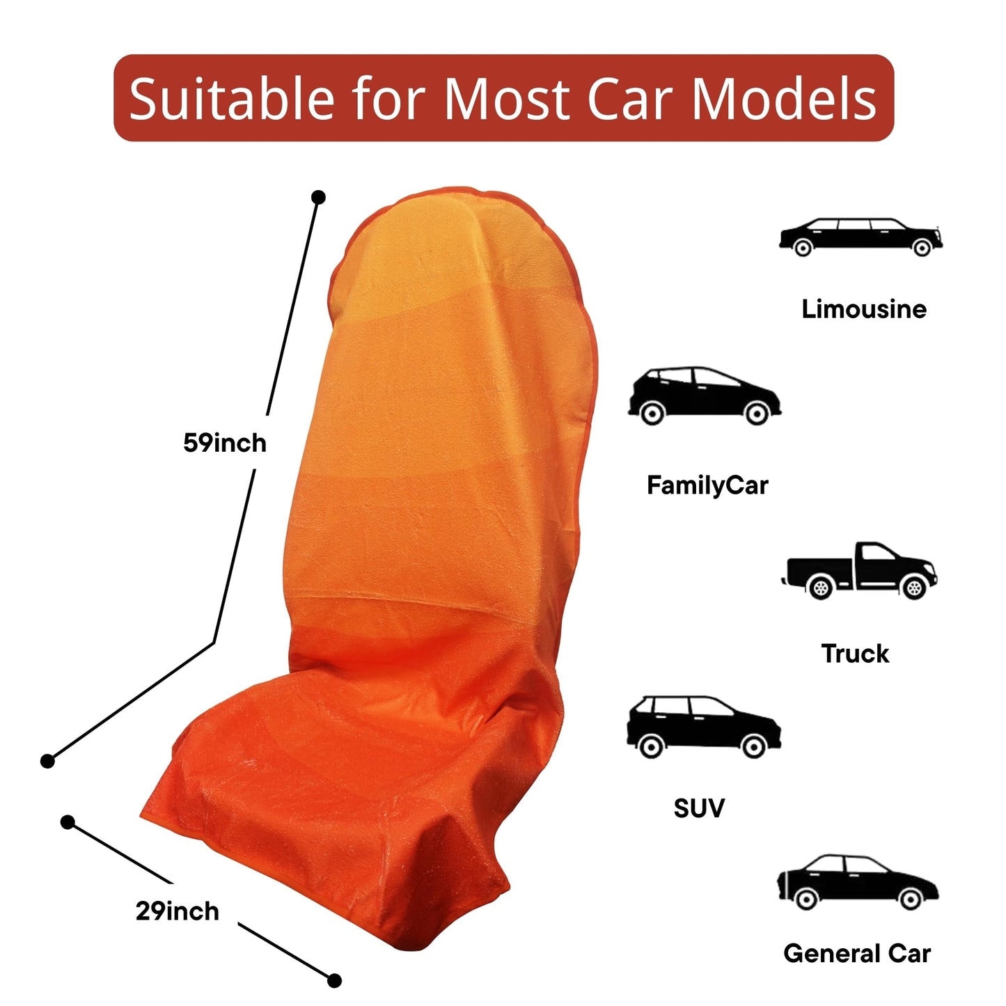 Hirritale Waterproof Car Seat Cover for Front Seats, Protector for Cars SUVs Trucks, Sweat Towel Seat Covers Bucket for Gym,Workout,Beach,Hiking,Running Swimming(Orange, 1PC)