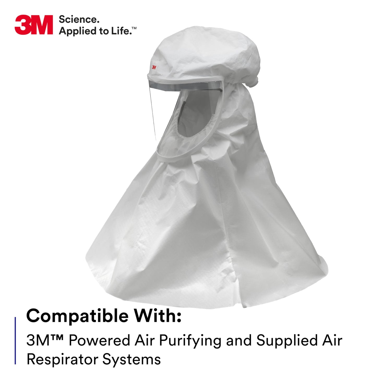 3M Versaflo Economy Hood, S-403L-20, Medium/Large, Pack of 20, Coverage for Dust and Paint Spray, Liquid Splash Protection for Eyes and Face, Lightweight, White