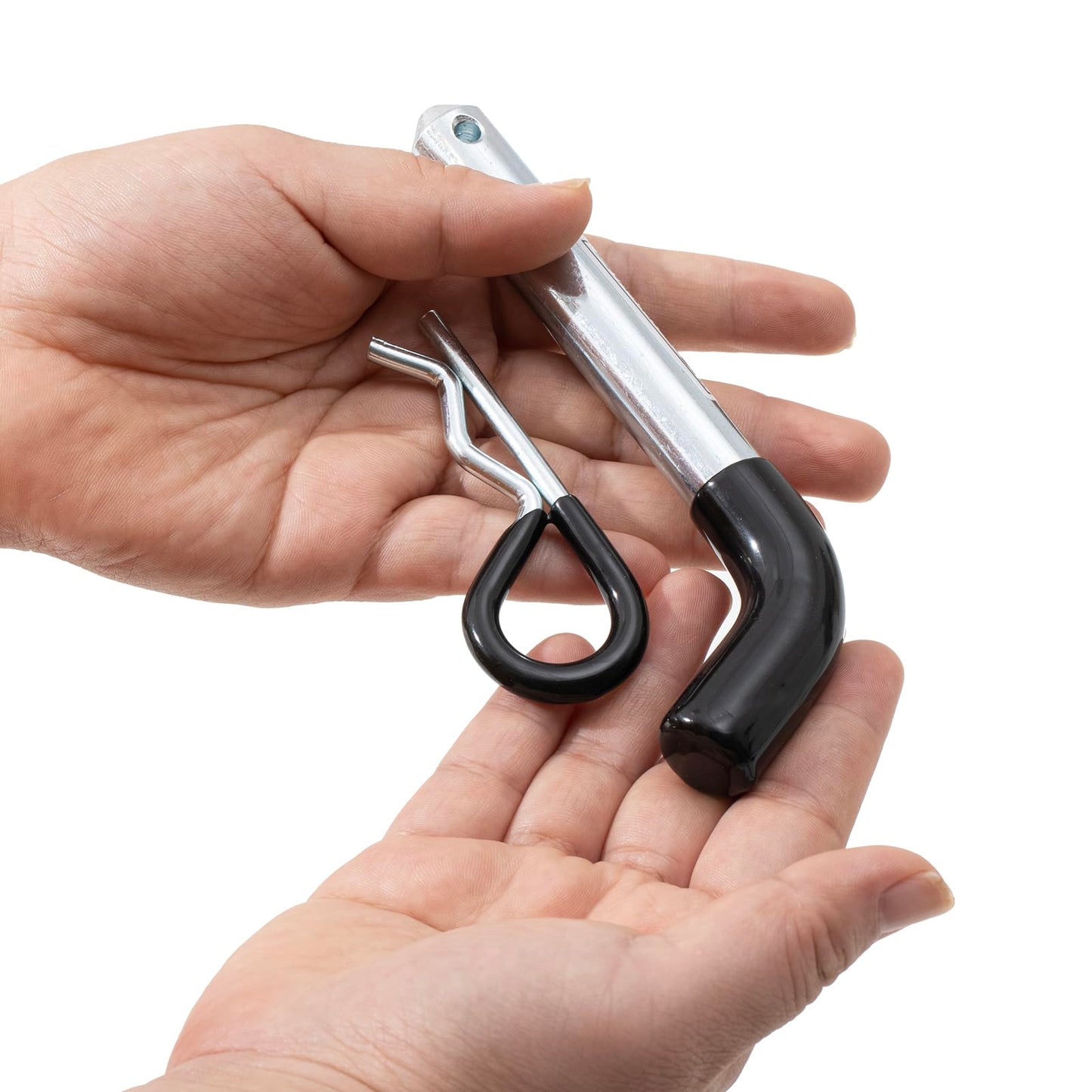 TOPSHINE Trailer Hitch Pin & Clip 4 Pack, 5/8 Inch Diameter with Rubber-Coated Vinyl Black Grip, Fits 2" Receiver