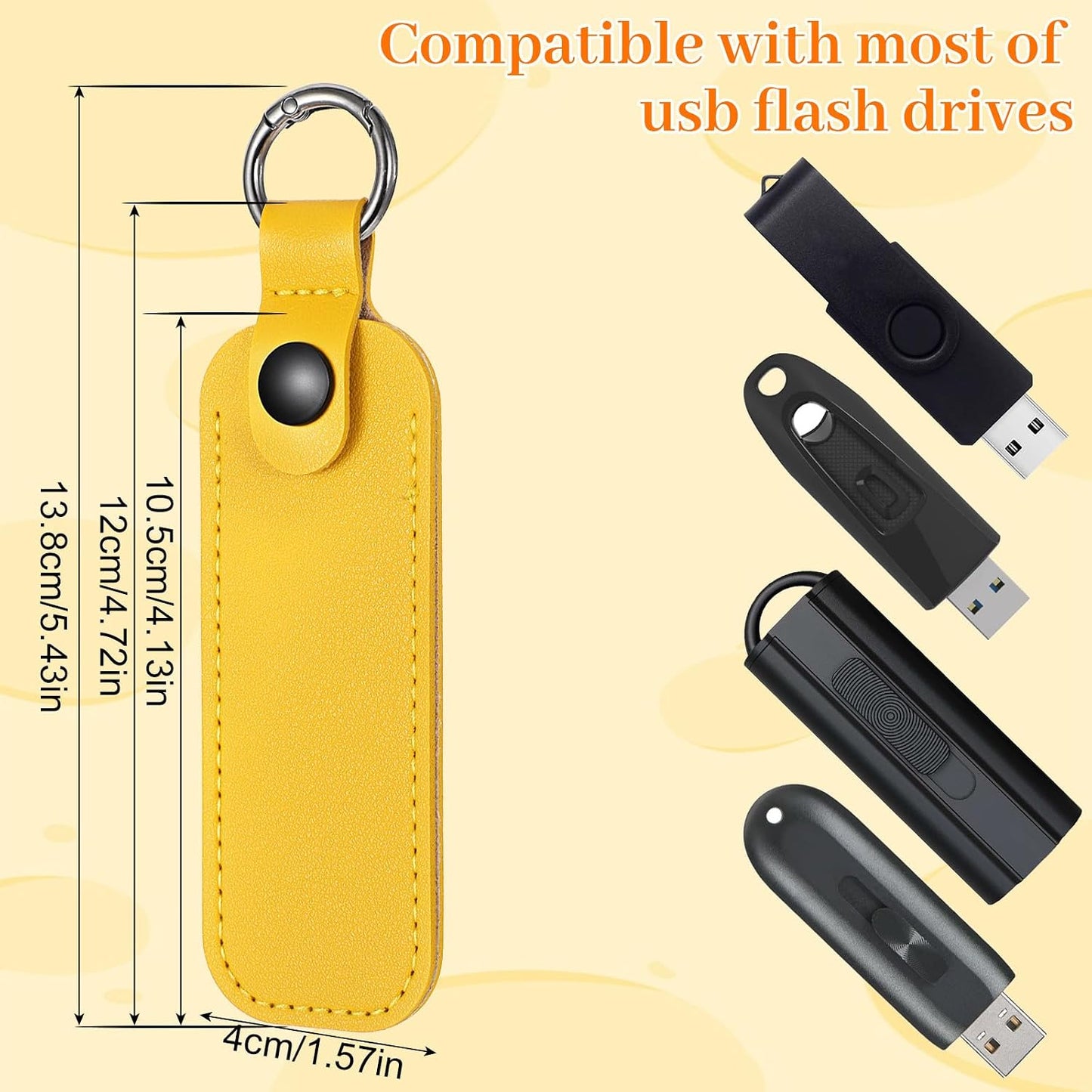 Ymapinc Leather USB Flash Drive Holder, Portable USB Storage Case for Flash Drive with Keychain Ring, Carrying Pouch